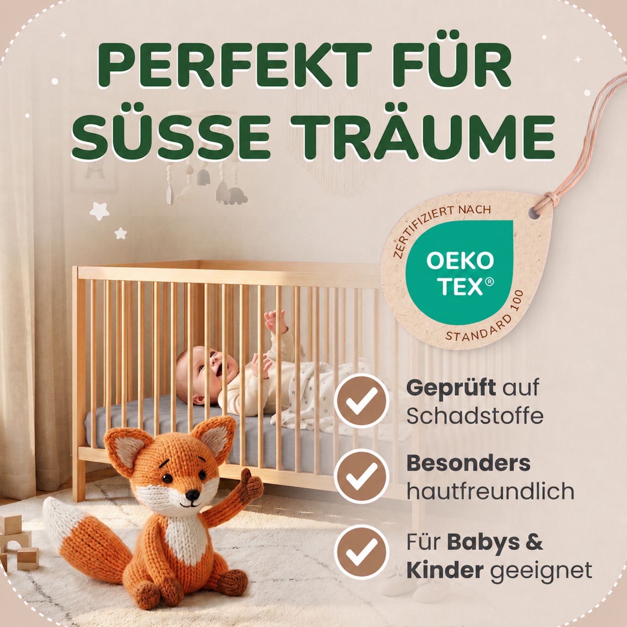 Kinder Spannbettlaken 70 x 140 cm von Leevitex im 1er Pack – 100% Jersey-Baumwolle,