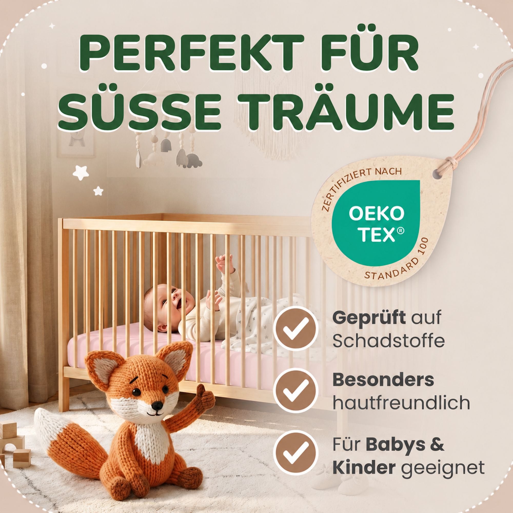 Kinder Spannbettlaken 70 x 140 cm von Leevitex im 1er Pack – 100% Jersey-Baumwolle,