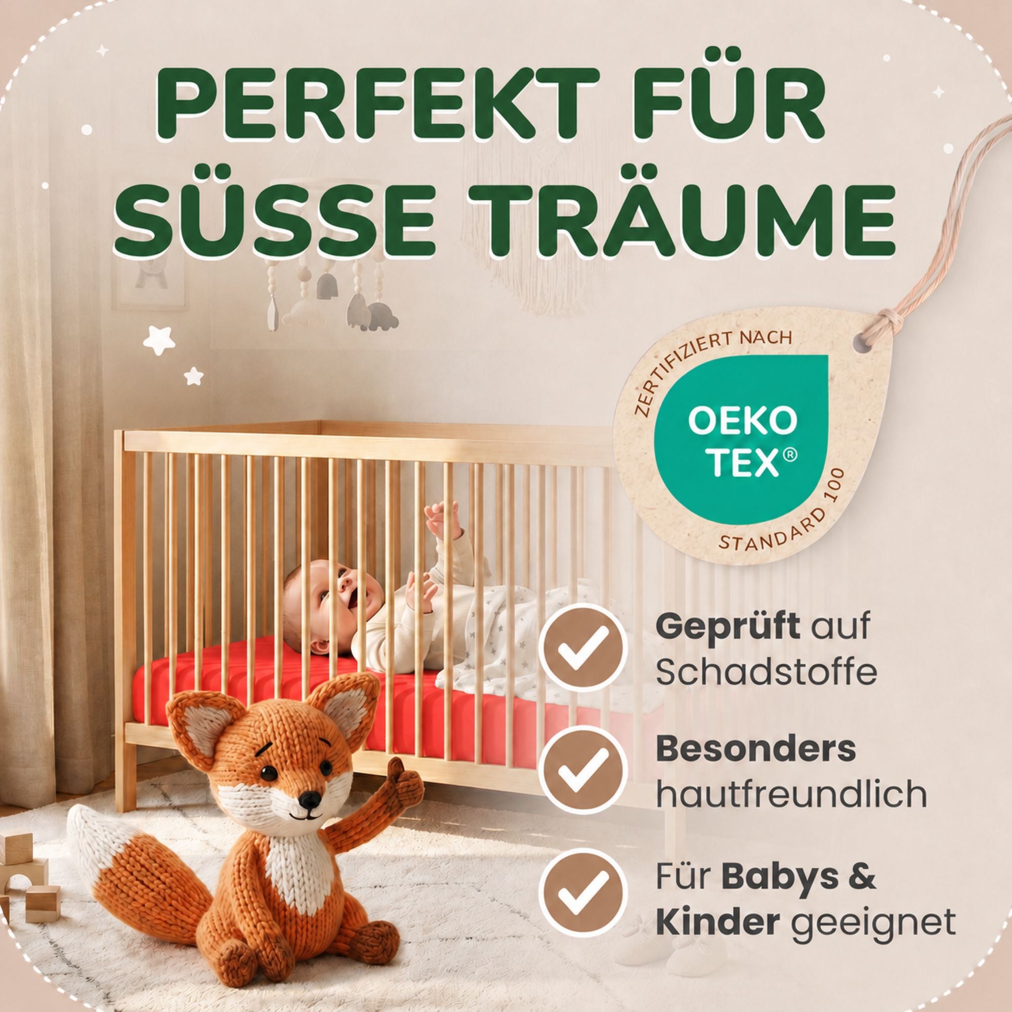 Kinder Spannbettlaken 70 x 140 cm von Leevitex im 1er Pack – 100% Jersey-Baumwolle,