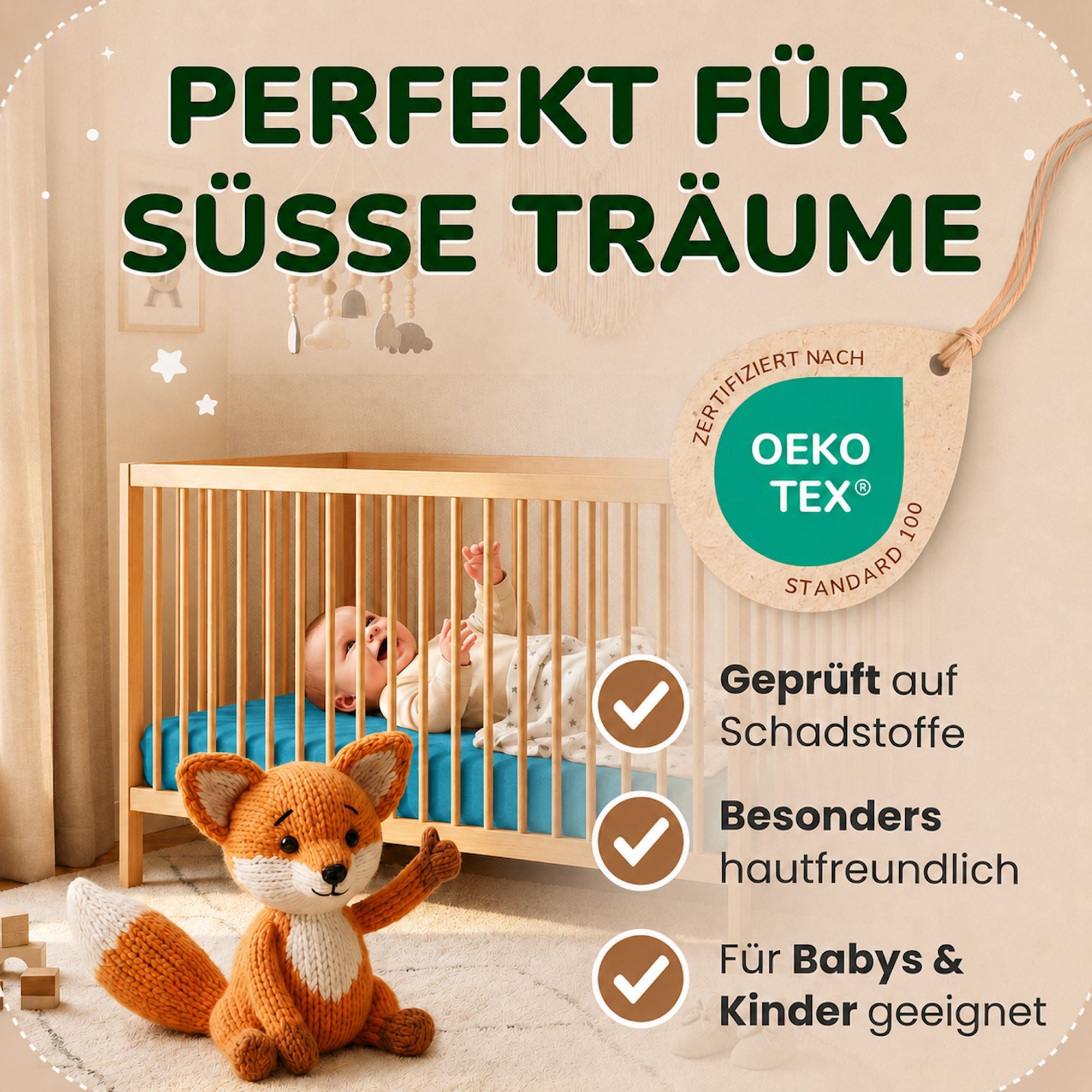 Kinder Spannbettlaken 70 x 140 cm von Leevitex im 1er Pack – 100% Jersey-Baumwolle,