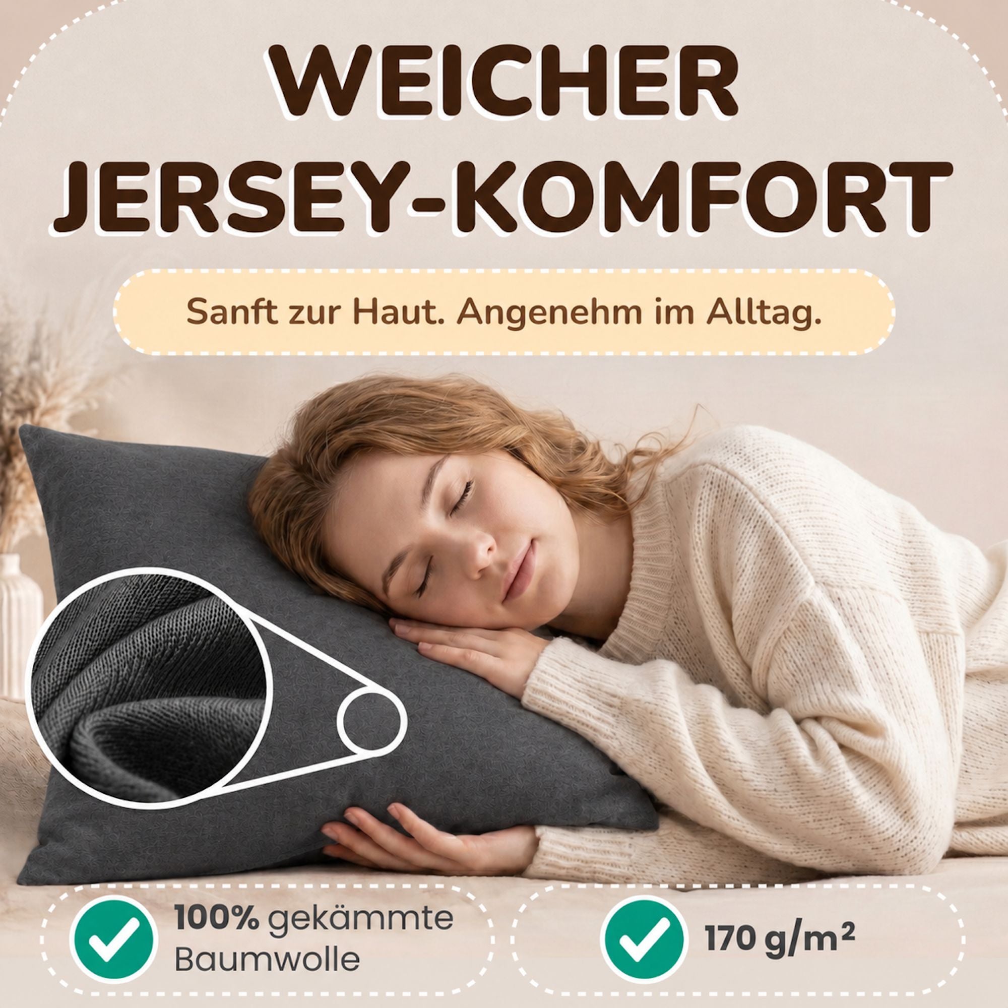 Kissenbezüge 2er Set 80x80 cm - 100% Baumwolle, stilvoll und gemütlich