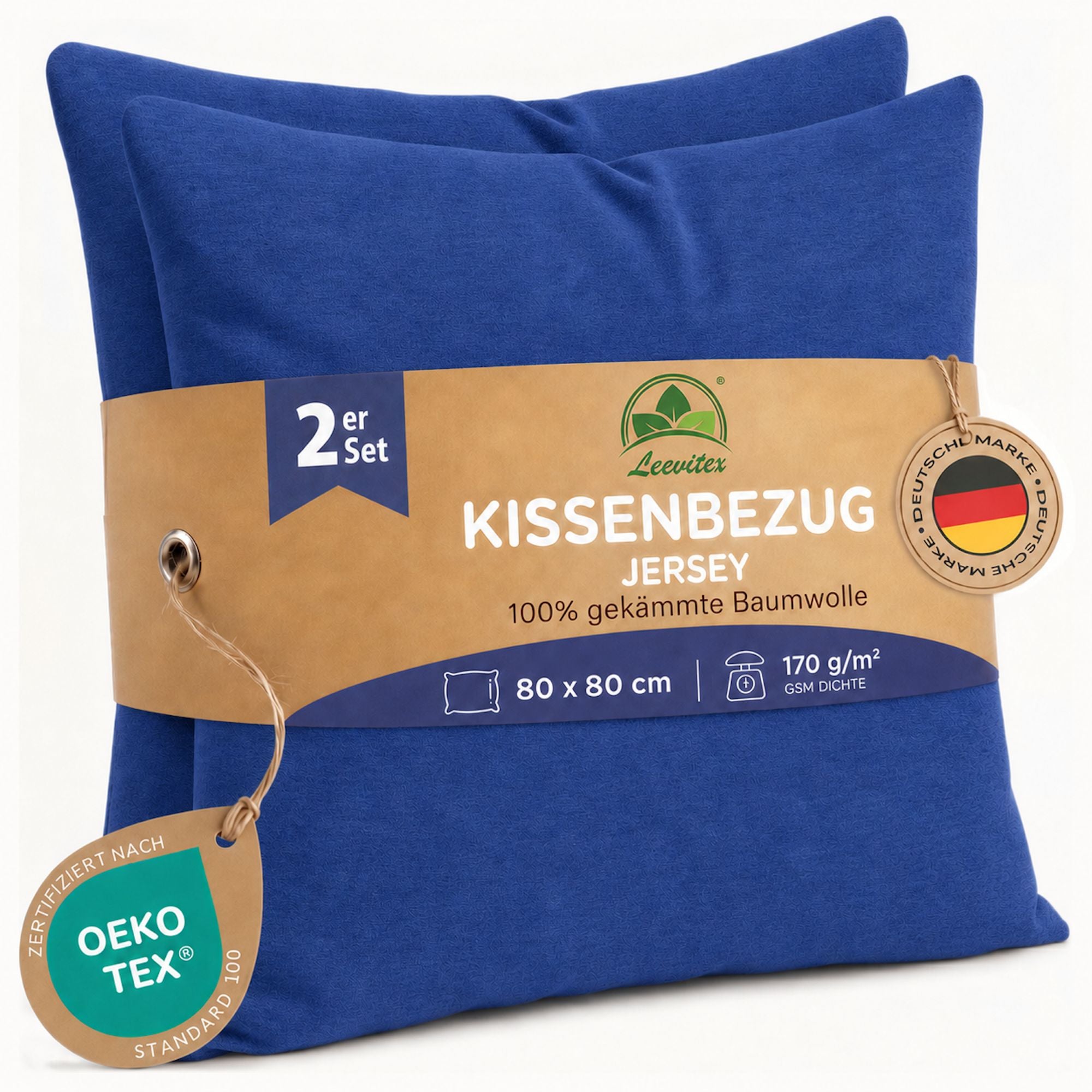 Kissenbezüge 2er Set 80x80 cm - 100% Baumwolle, stilvoll und gemütlich