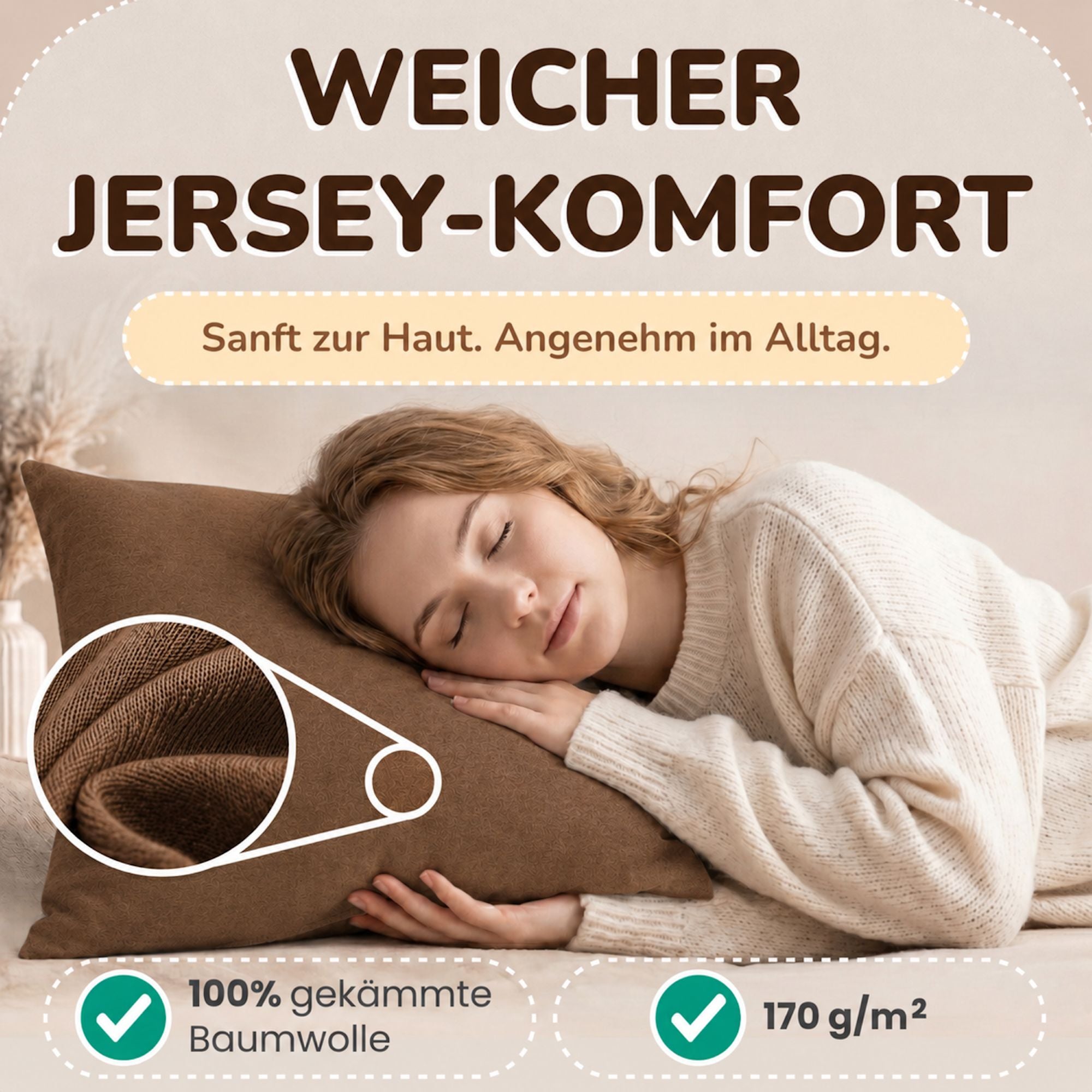 Kissenbezüge 2er Set 80x80 cm - 100% Baumwolle, stilvoll und gemütlich