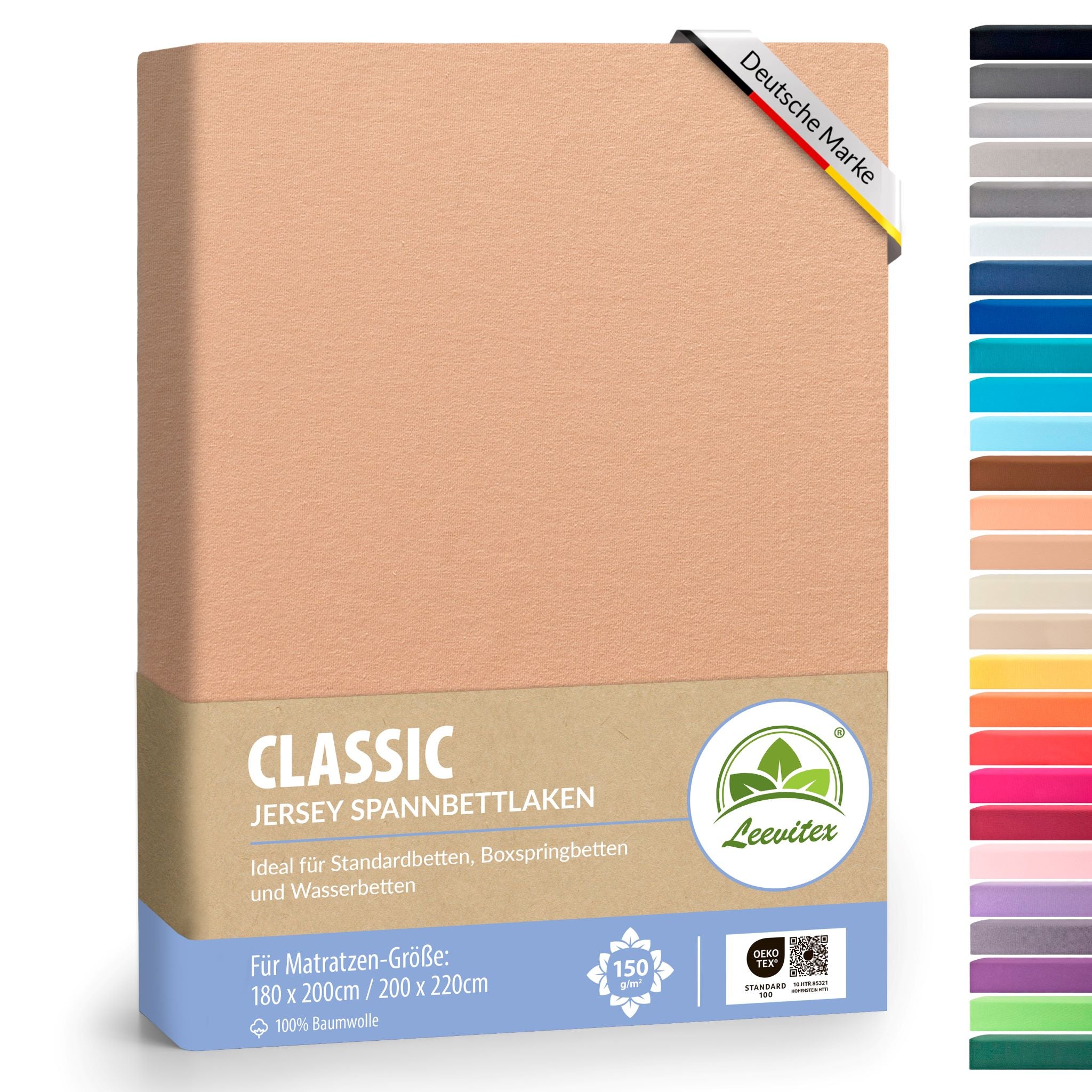 Spannbettlaken für Boxspringbetten 180x200 bis 200x220 cm | 40 cm Steg | verschiedene Materialstärken