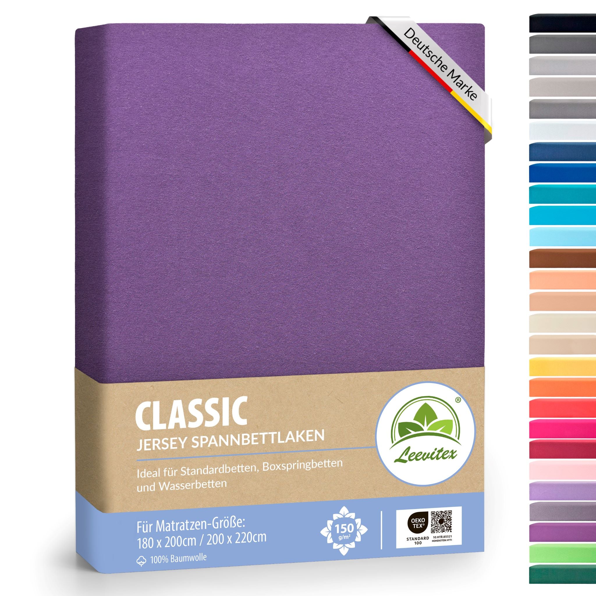 Spannbettlaken für Boxspringbetten 180x200 bis 200x220 cm | 40 cm Steg | verschiedene Materialstärken