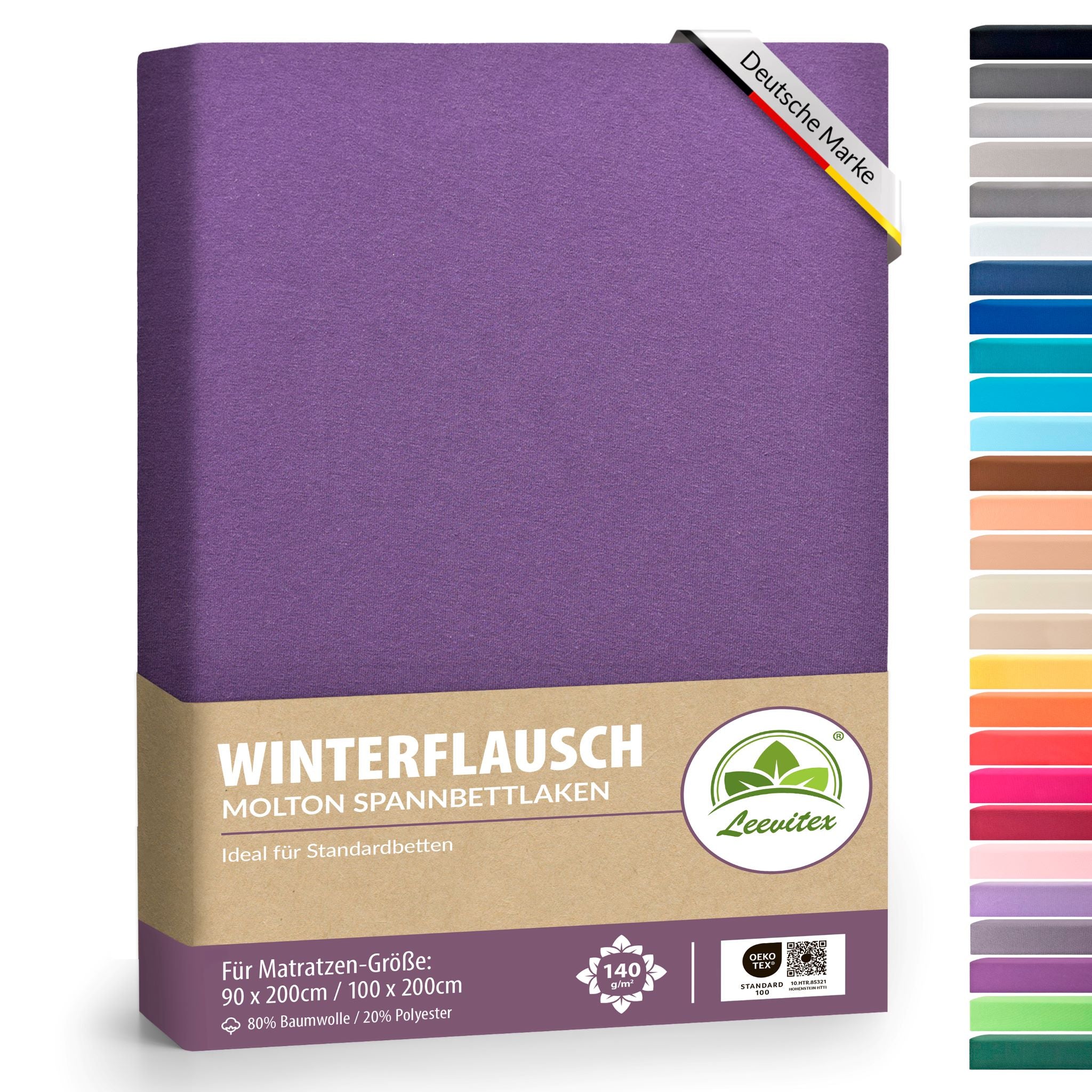 Winterspannbettlaken für 90x200 bis 100x200 cm | 40 cm Steg | 80% Baumwolle 20% Polyester