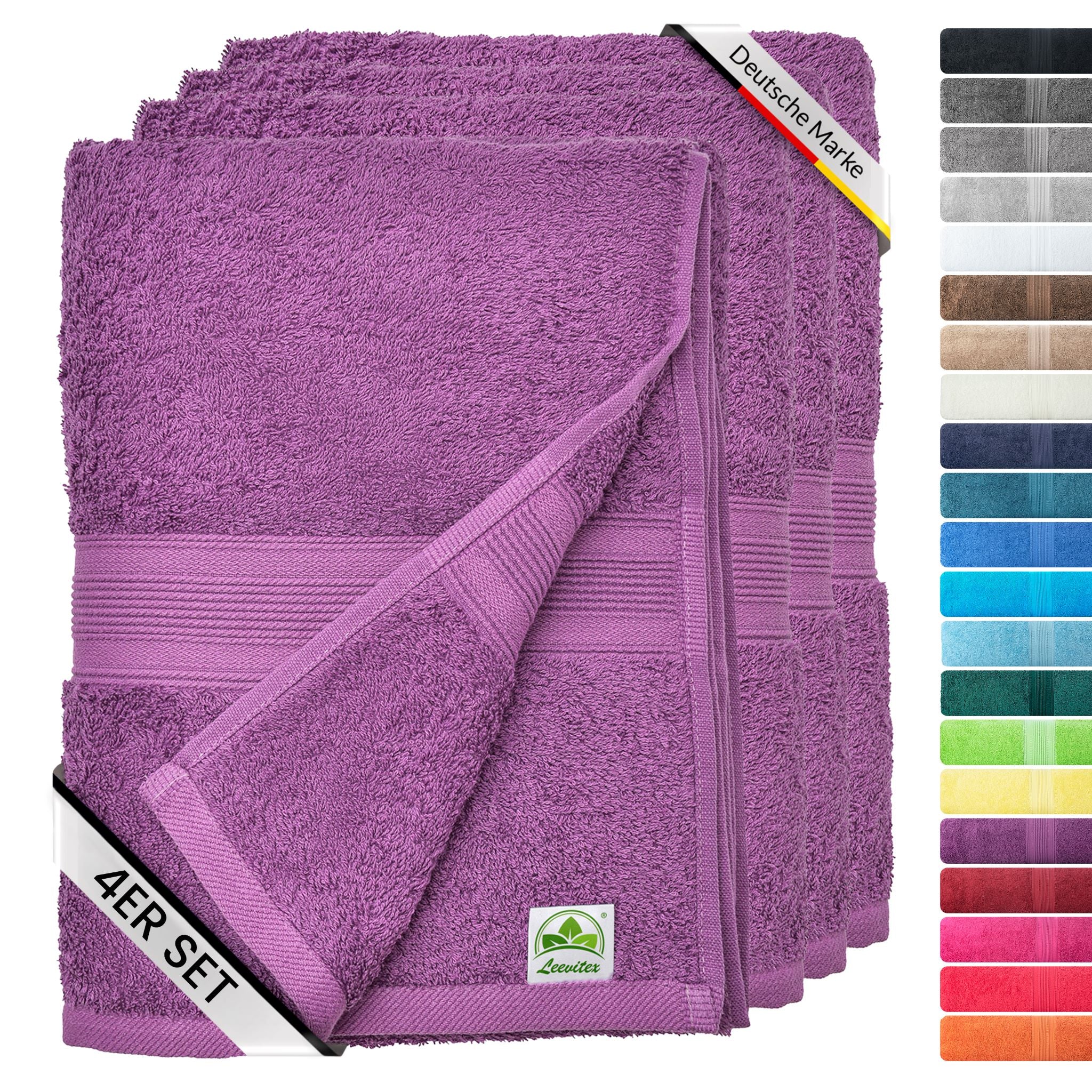 Handtücher von Leevitex – 4er Set, 100% Baumwolle, 50 x 100 cm, weich und saugfähig