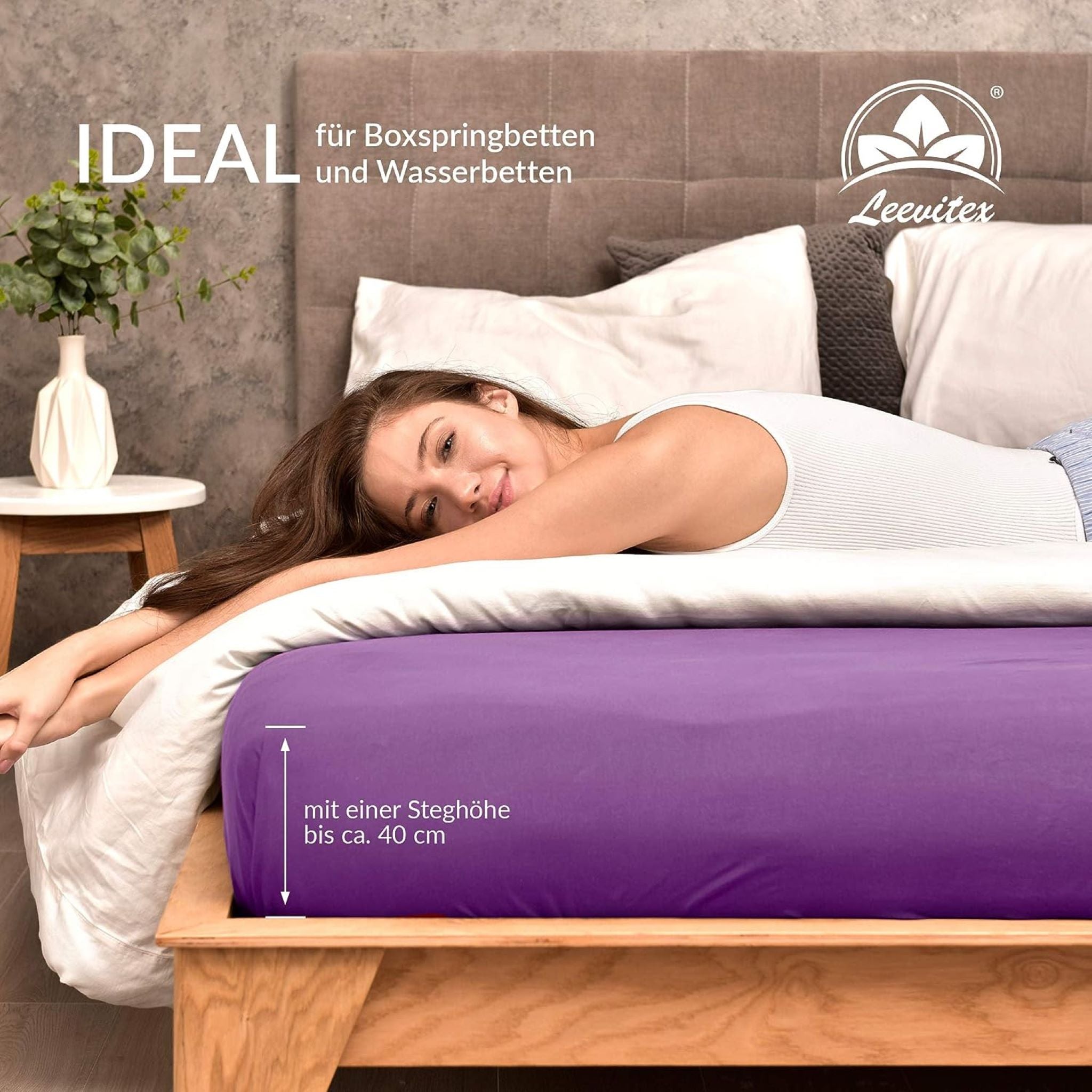 Spannbettlaken für Boxspringbetten 180x200 bis 200x220 cm | 40 cm Steg | verschiedene Materialstärken