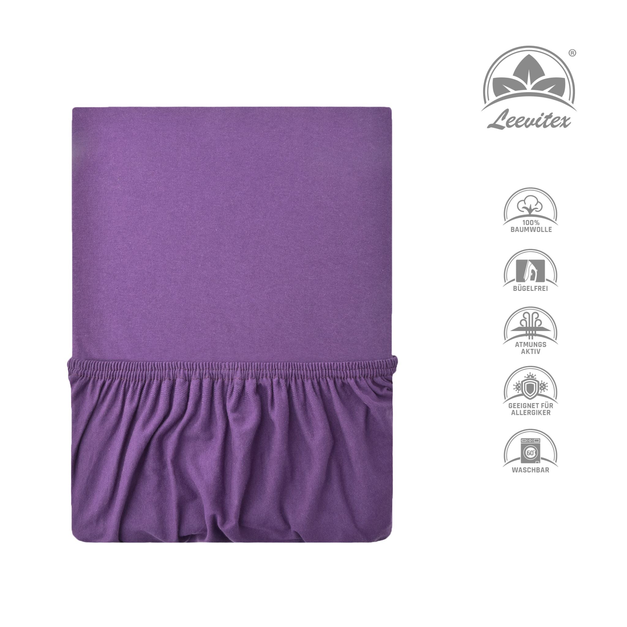 Basic Spannbettlaken 200x200 cm - 200x220 cm | 40 cm Steg | 100% Jersey-Baumwolle