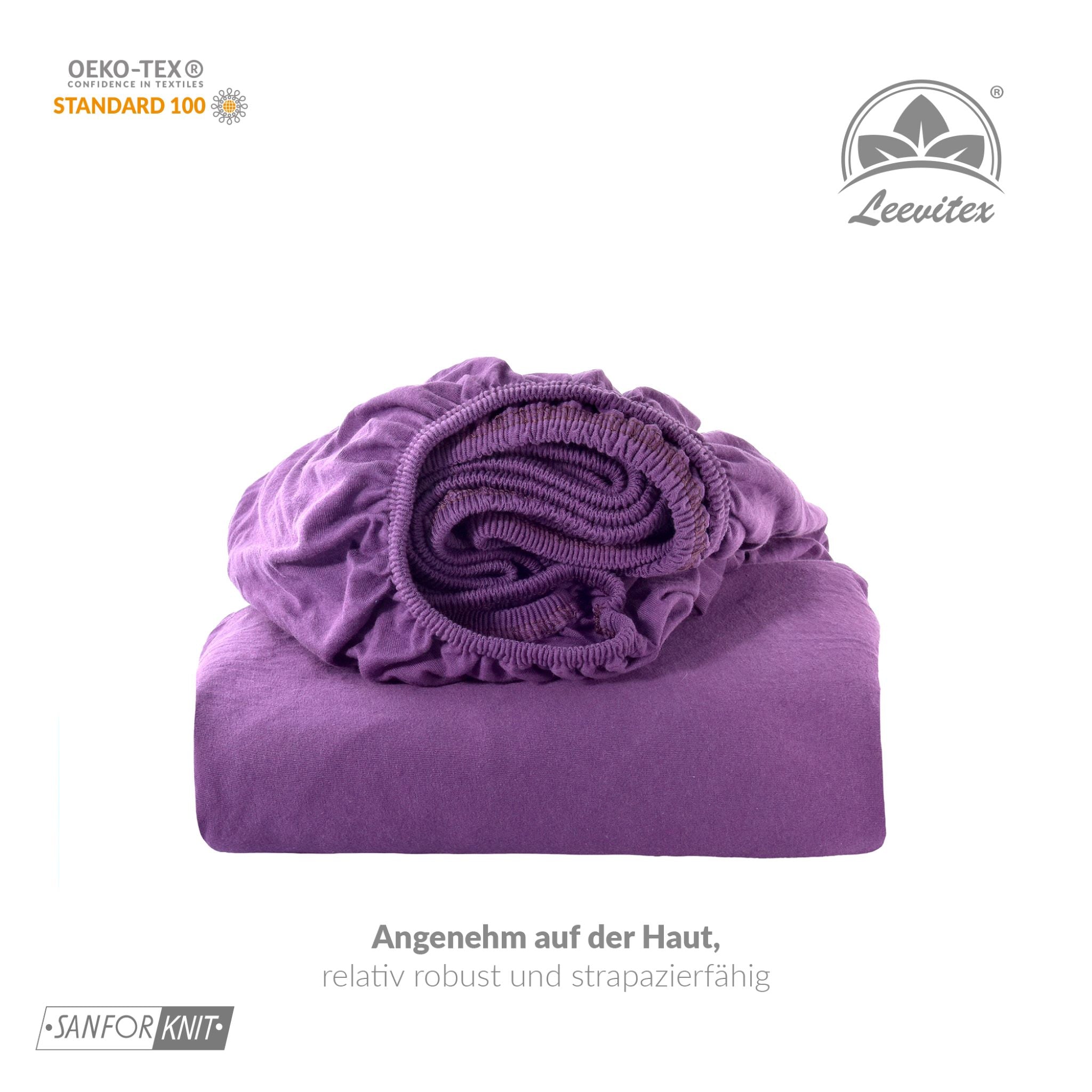 Basic Spannbettlaken 200x200 cm - 200x220 cm | 40 cm Steg | 100% Jersey-Baumwolle