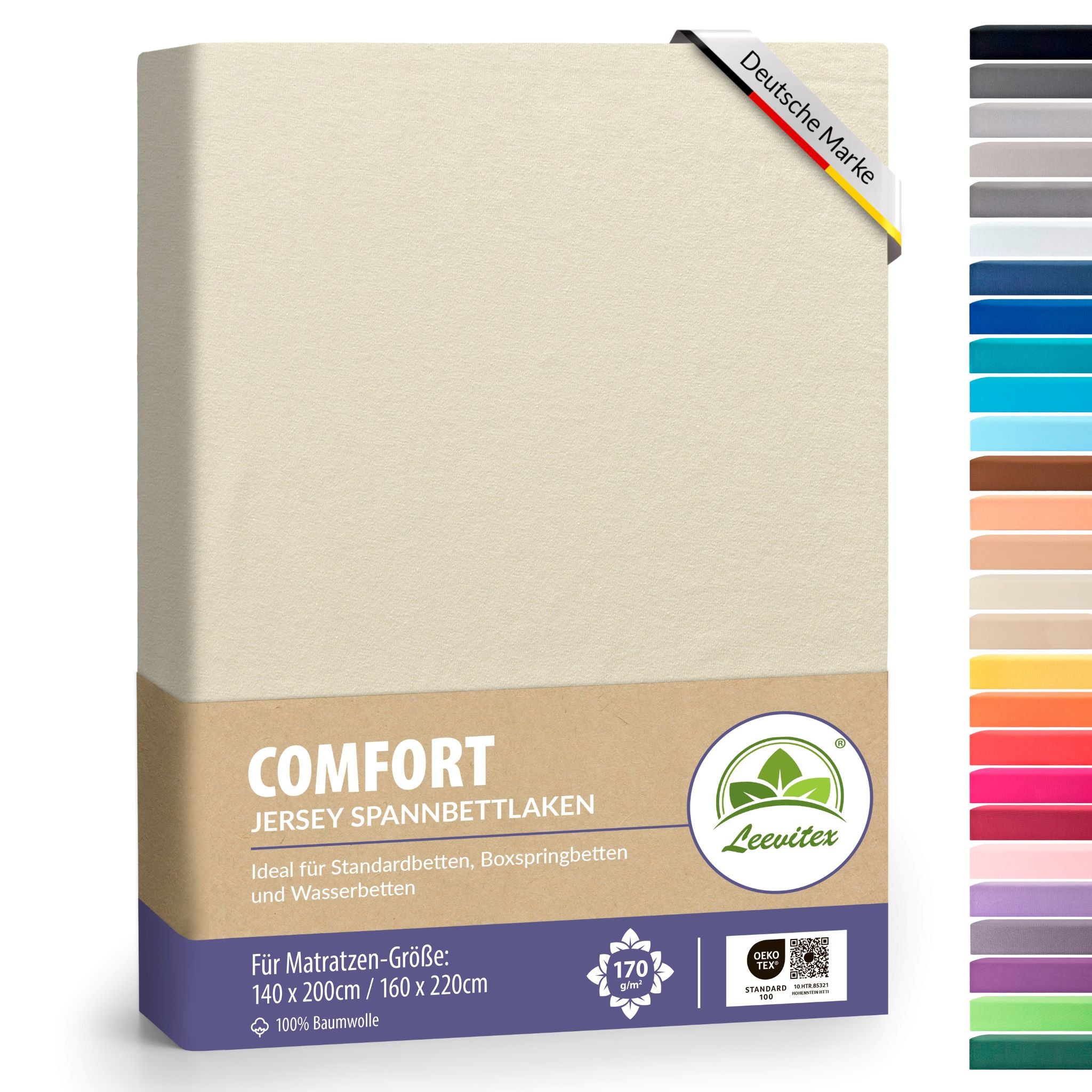 Spannbettlaken für Boxspringbetten 140x200 bis 160x220 cm | 40 cm Steg | verschiedene Materialstärken