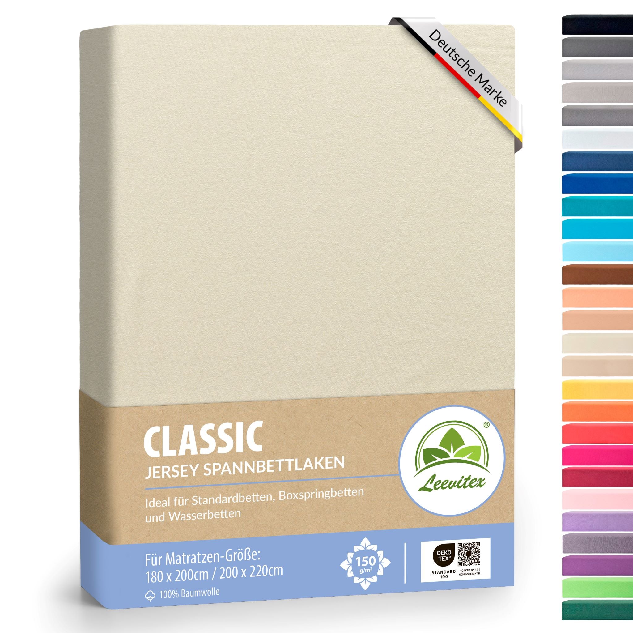 Spannbettlaken für Boxspringbetten 180x200 bis 200x220 cm | 40 cm Steg | verschiedene Materialstärken
