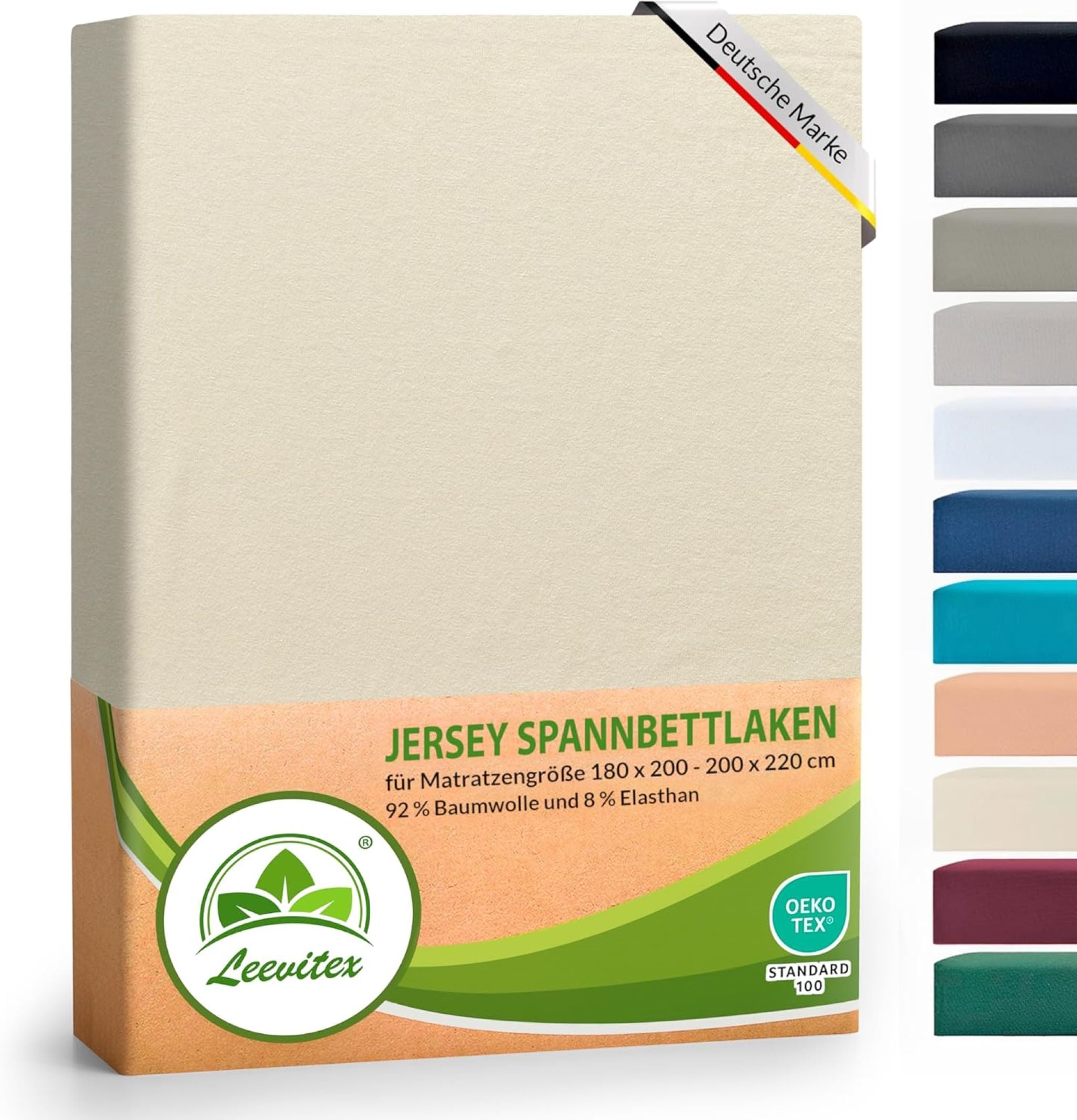 Spannbettlaken für Boxspringbetten 180x200 bis 200x220 cm | 40 cm Steg | verschiedene Materialstärken