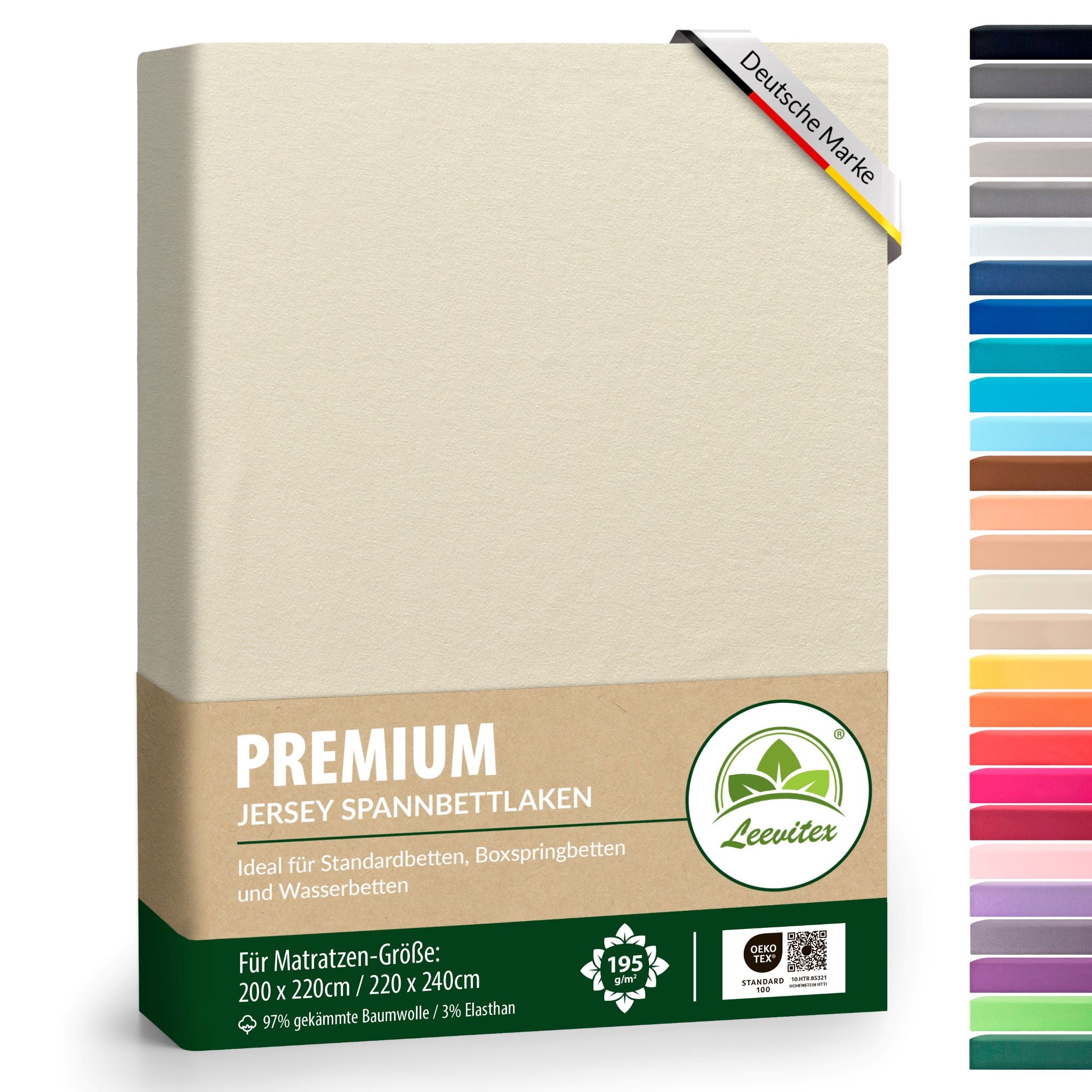 Spannbettlaken für Boxspringbetten 200x220 bis 220x240 cm | 40 cm Steg | verschiedene Materialstärken