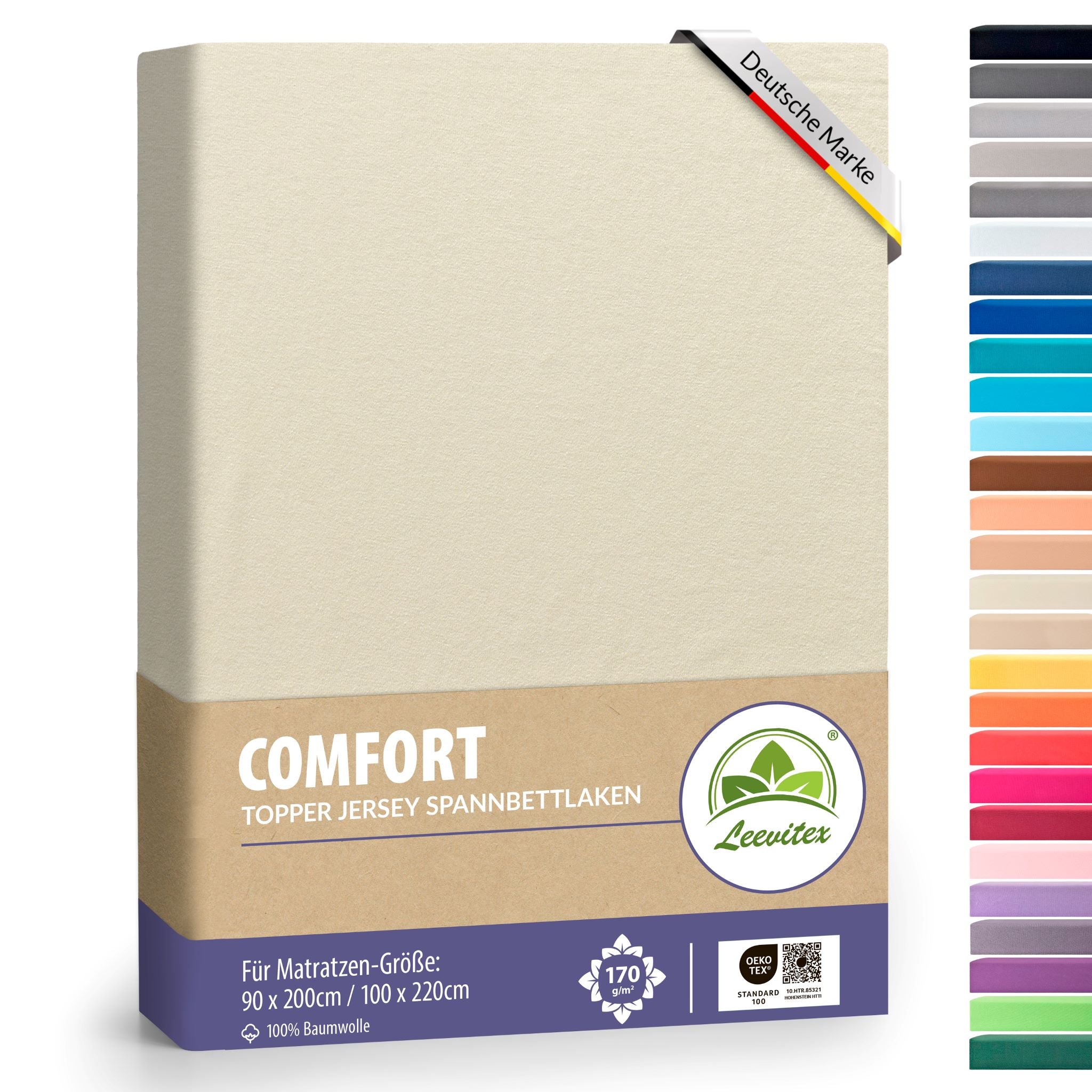 Topper Spannbettlaken 90x200 bis 100x200 / 220 cm | 18 cm Steg | verschiedene Materialstärken