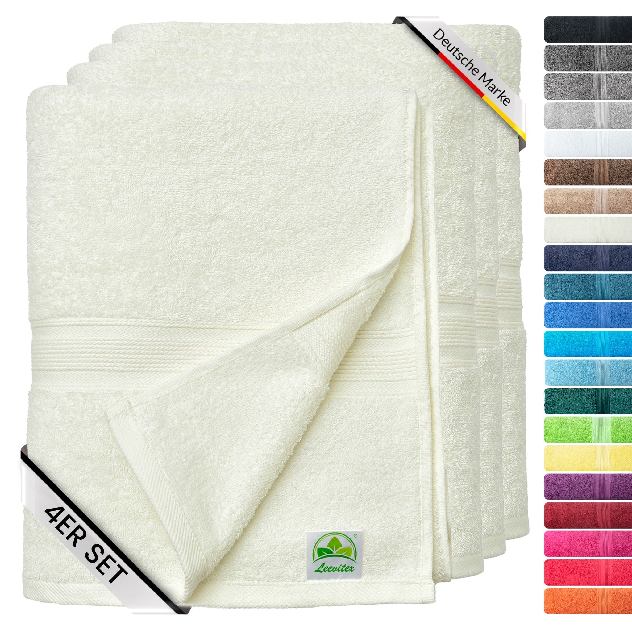 Handtücher von Leevitex – 4er Set, 100% Baumwolle, 50 x 100 cm, weich und saugfähig