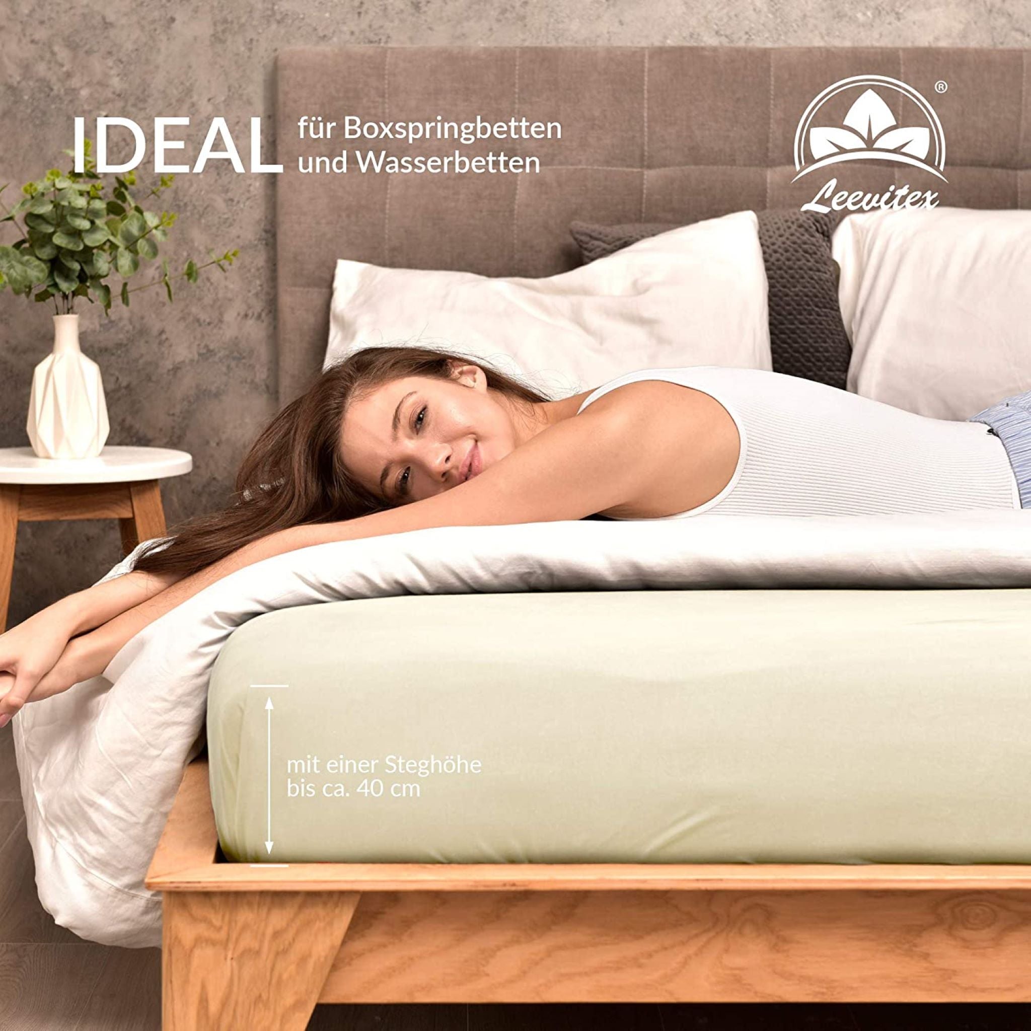 Basic Spannbettlaken 90x200 cm - 100x200cm | 25 cm Steg | 100% Jersey-Baumwolle