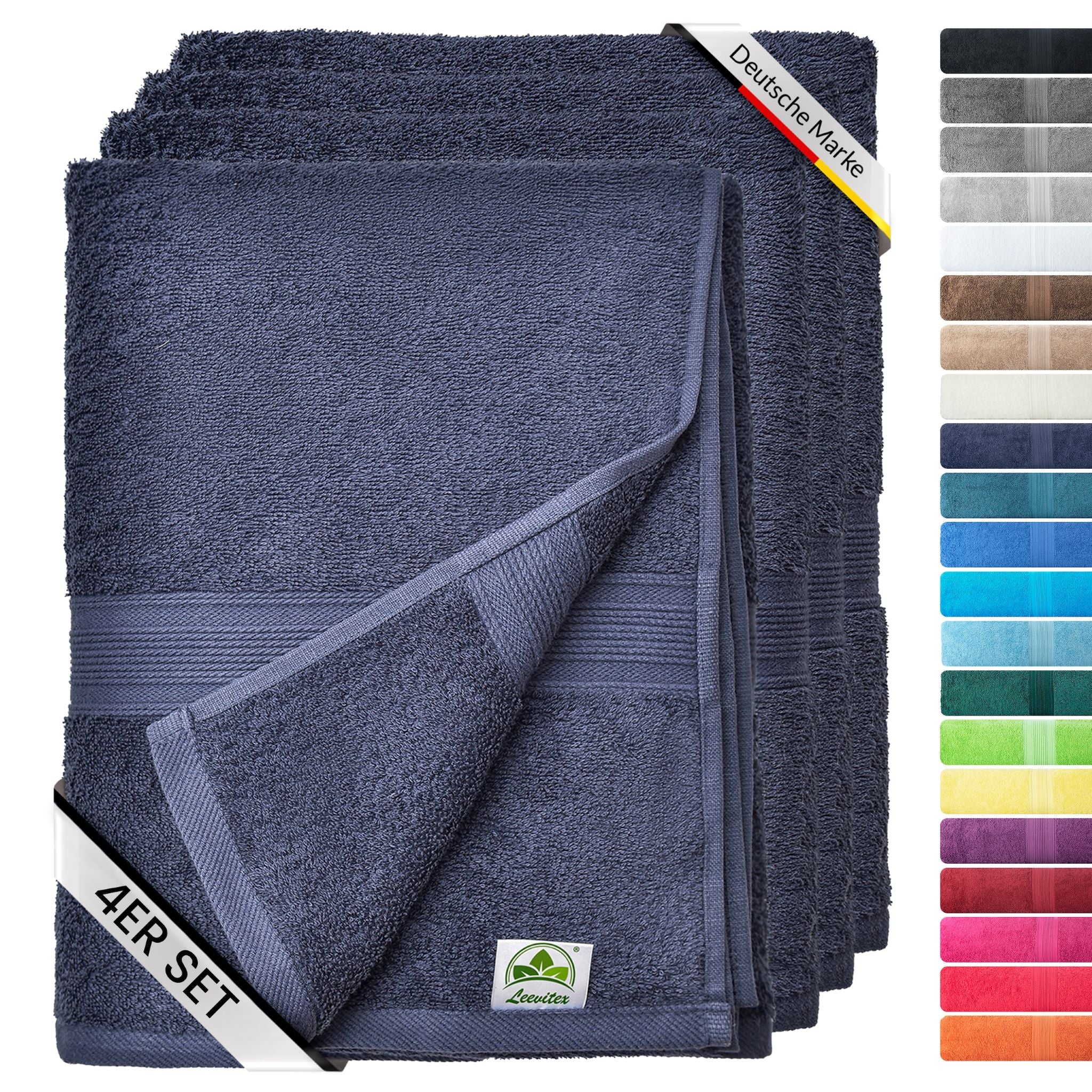 Handtücher von Leevitex – 4er Set, 100% Baumwolle, 50 x 100 cm, weich und saugfähig