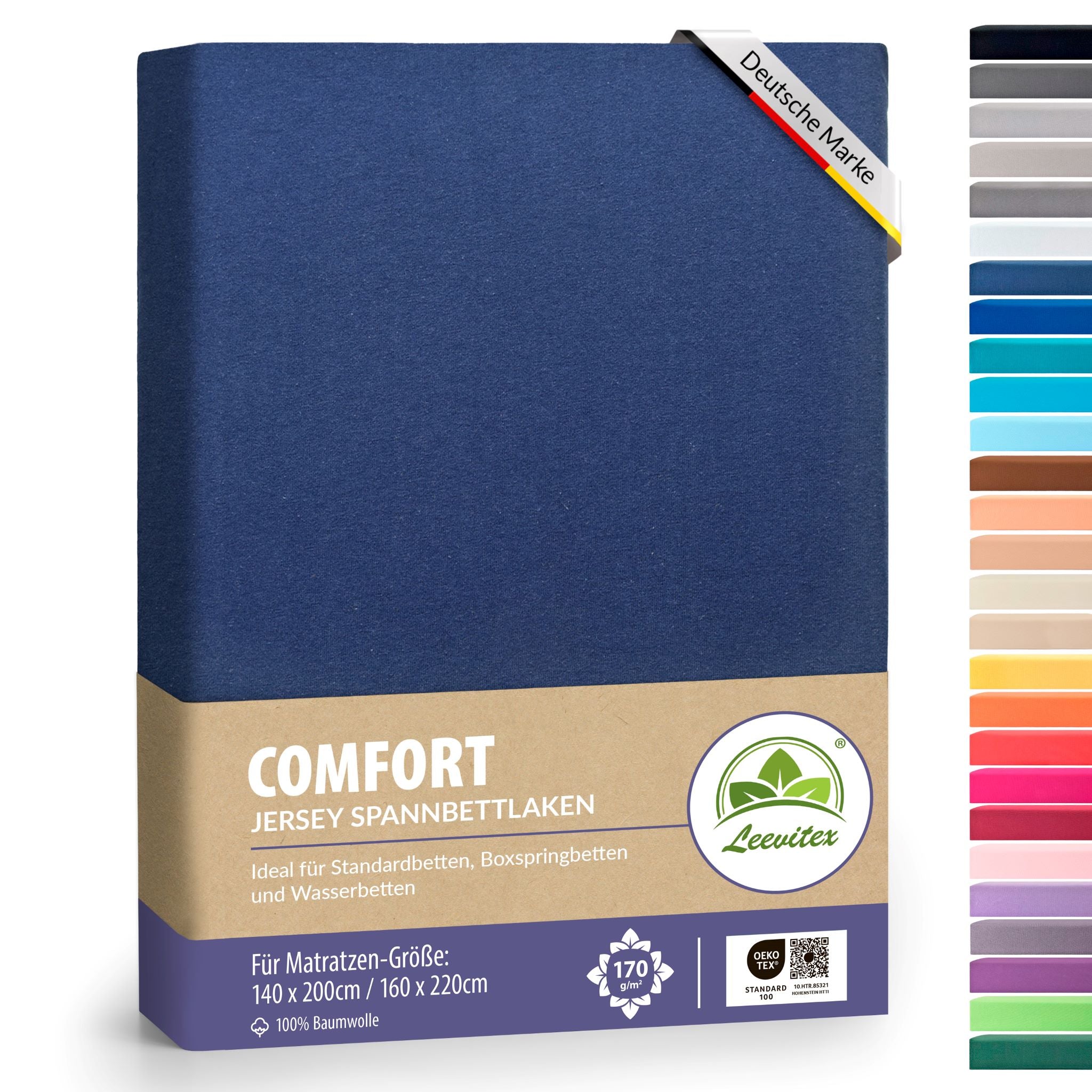 Spannbettlaken für Boxspringbetten 140x200 bis 160x220 cm | 40 cm Steg | verschiedene Materialstärken