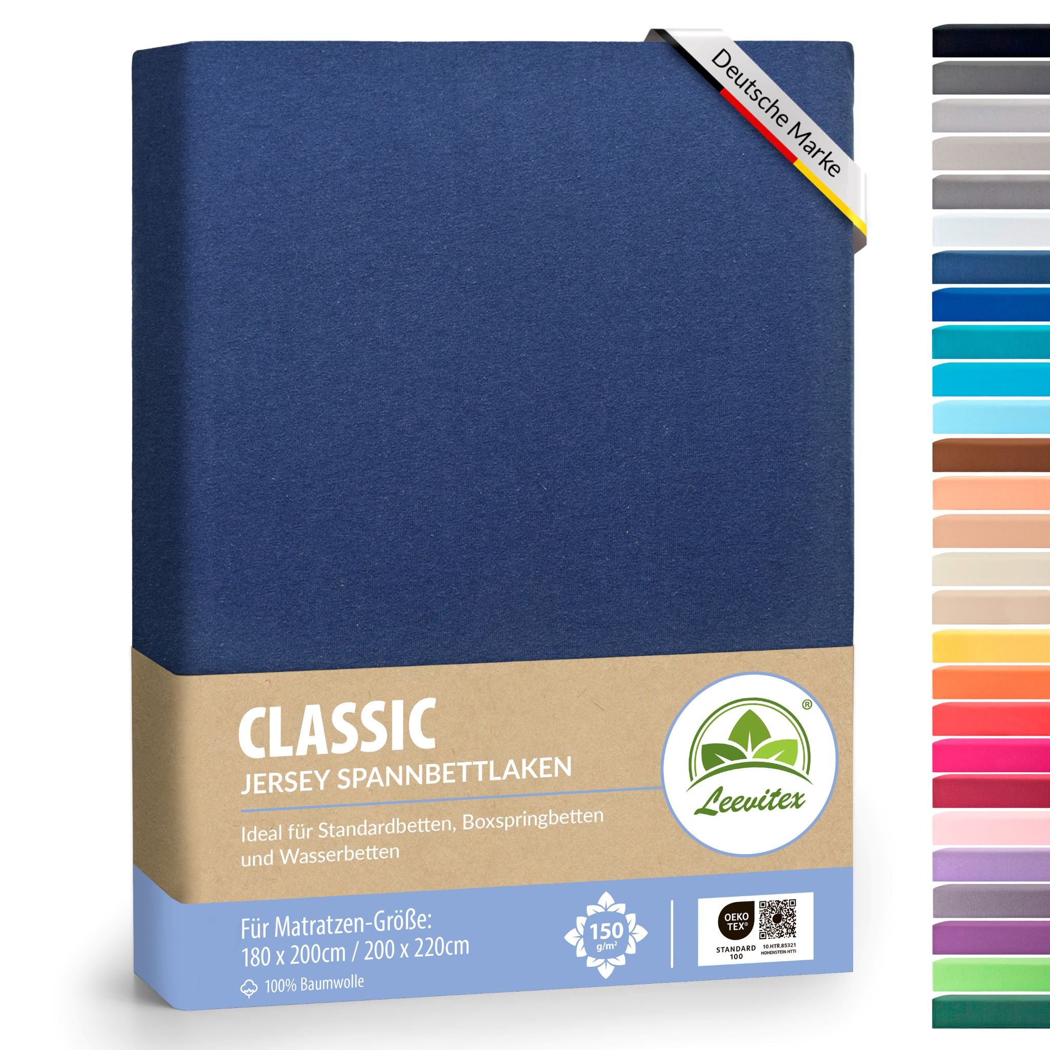 Spannbettlaken für Boxspringbetten 180x200 bis 200x220 cm | 40 cm Steg | verschiedene Materialstärken