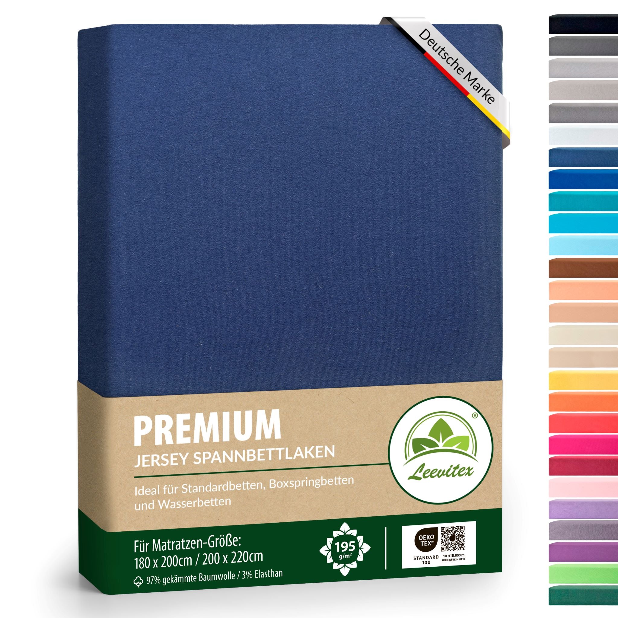 Spannbettlaken für Boxspringbetten 180x200 bis 200x220 cm | 40 cm Steg | verschiedene Materialstärken