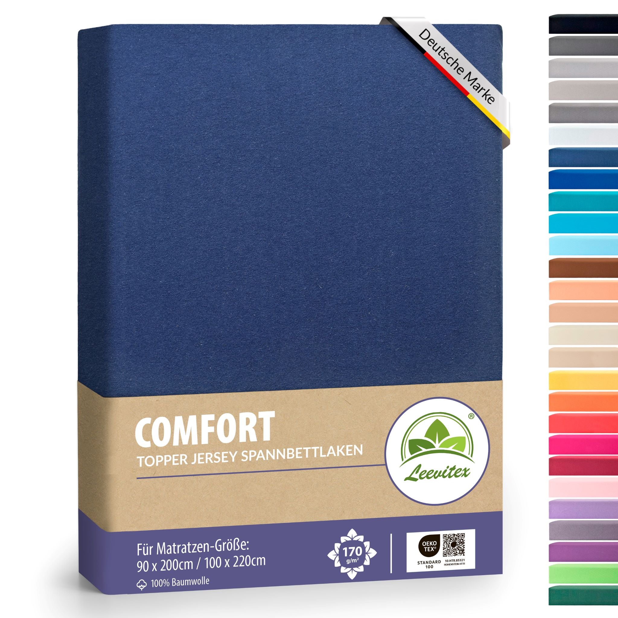 Topper Spannbettlaken 90x200 bis 100x200 / 220 cm | 18 cm Steg | verschiedene Materialstärken
