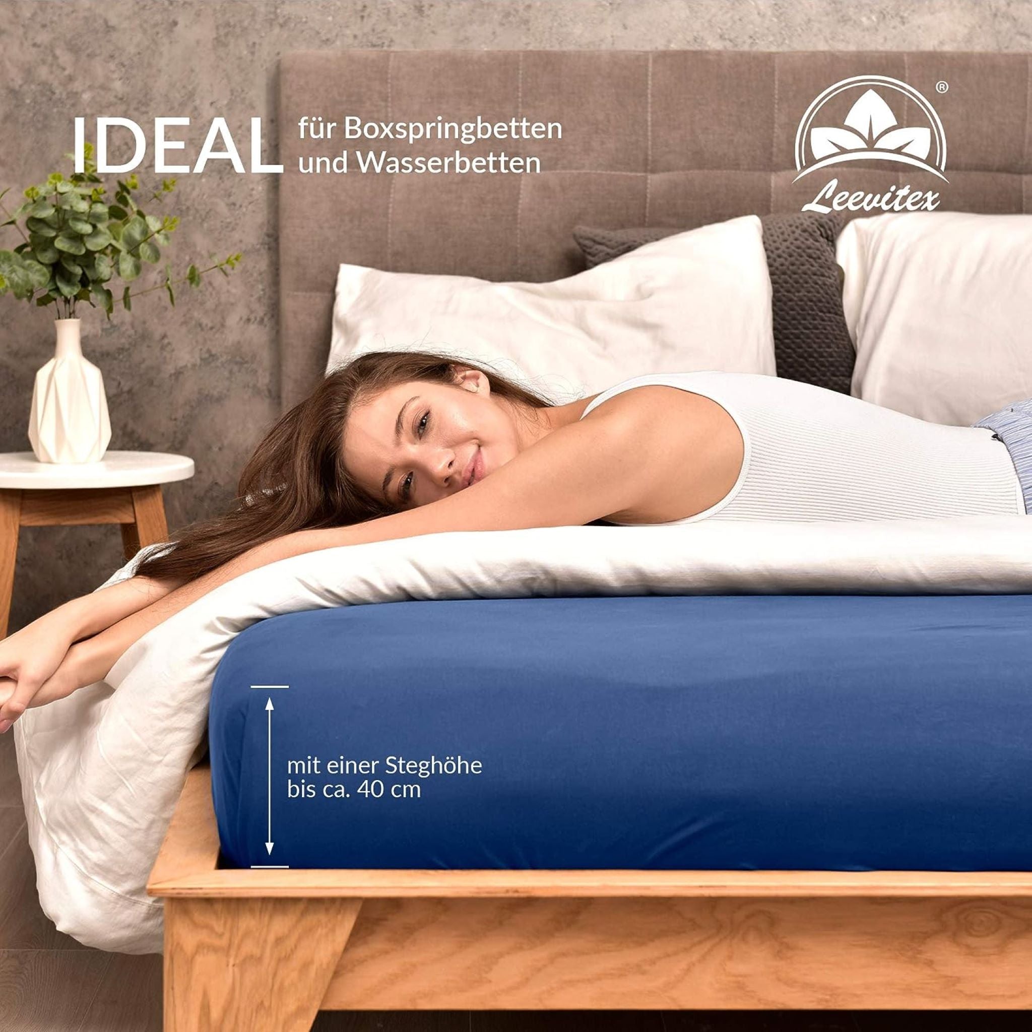 Spannbettlaken für Boxspringbetten 140x200 bis 160x220 cm | 40 cm Steg | verschiedene Materialstärken