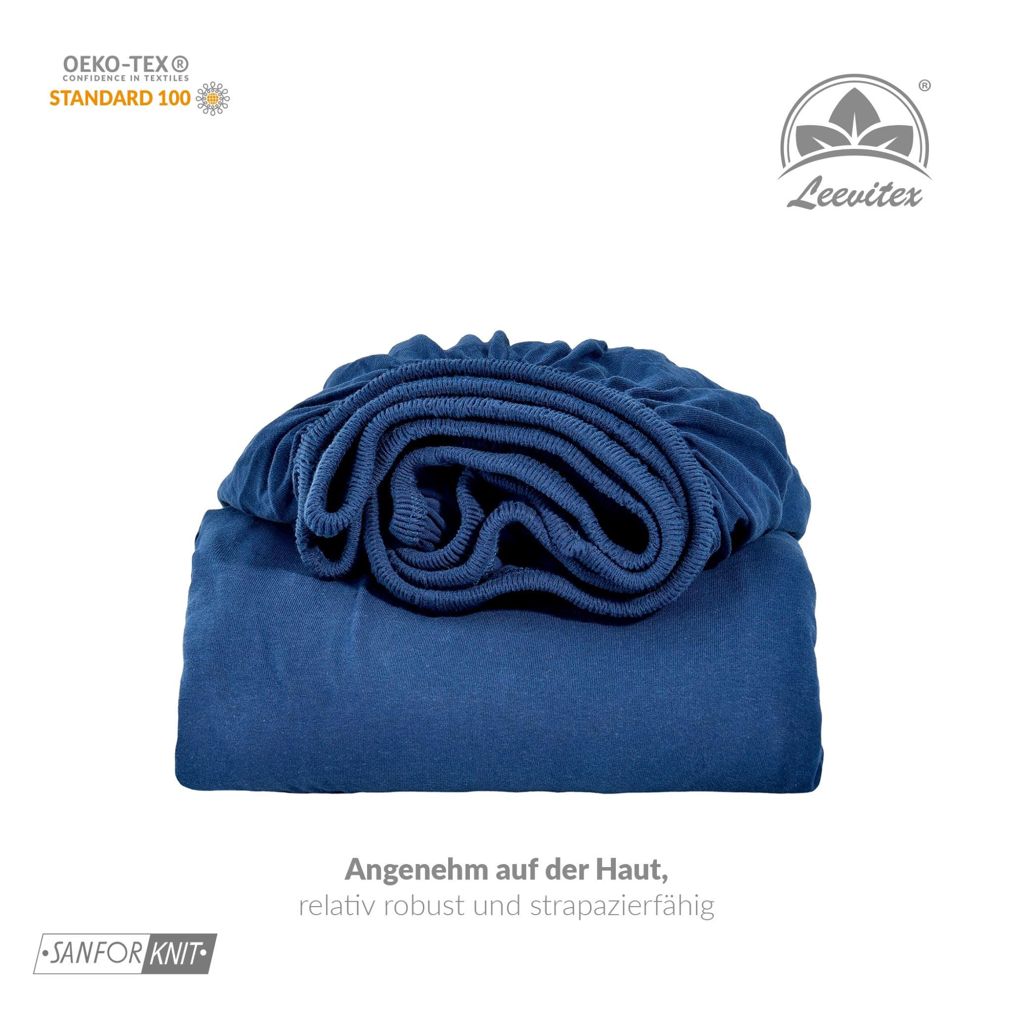 Basic Spannbettlaken 200x200 cm - 200x220 cm | 40 cm Steg | 100% Jersey-Baumwolle