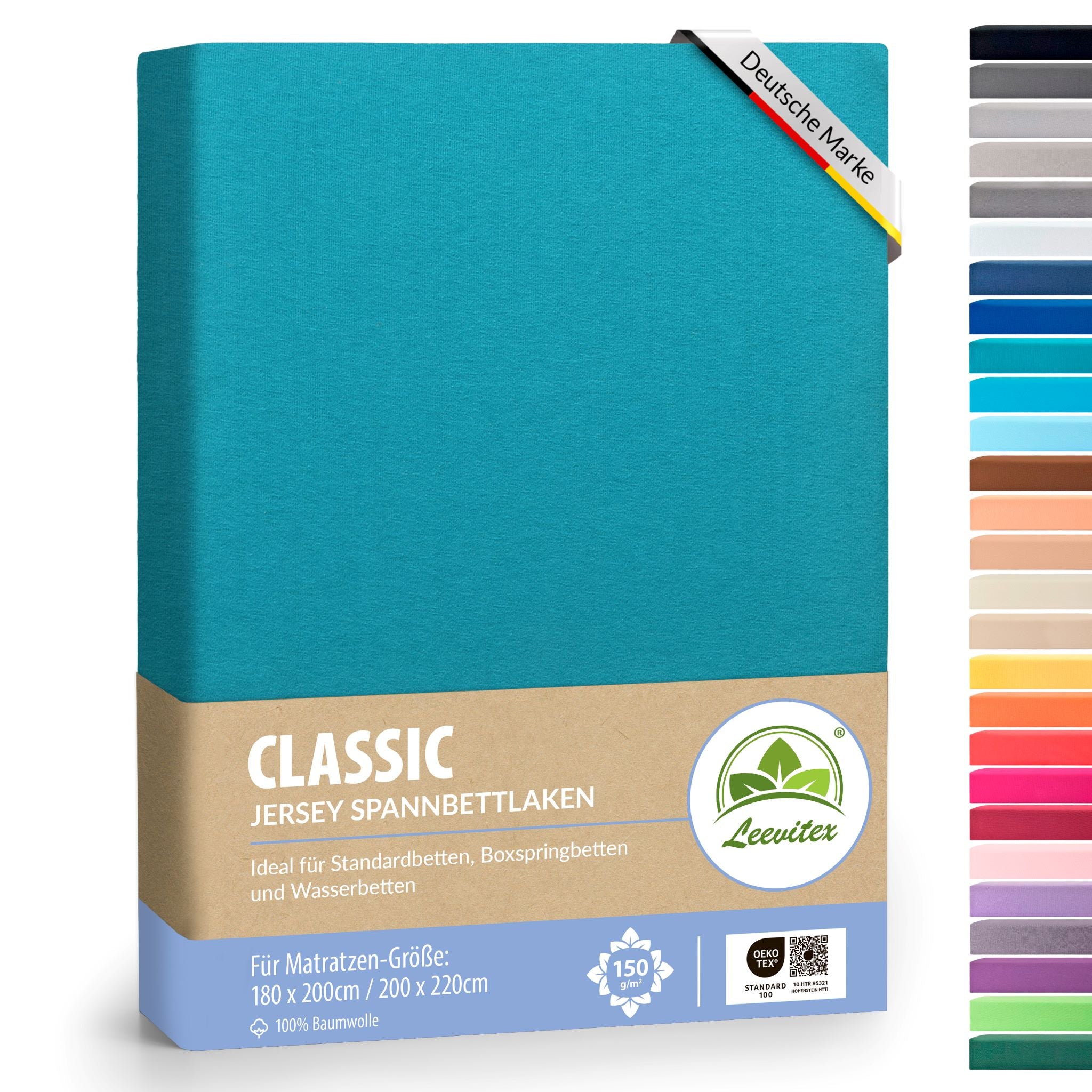 Spannbettlaken für Boxspringbetten 180x200 bis 200x220 cm | 40 cm Steg | verschiedene Materialstärken