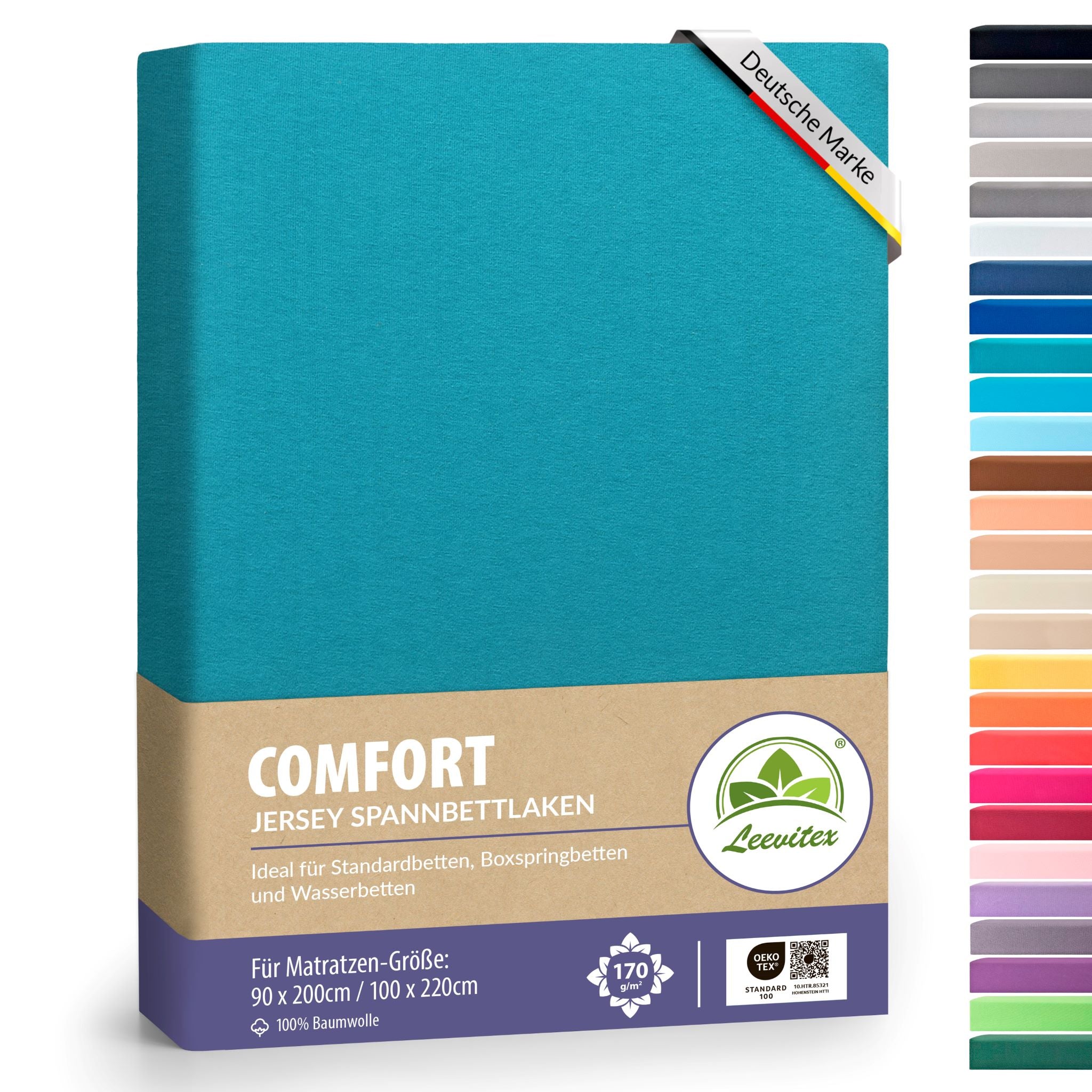 Spannbettlaken für Boxspringbetten 90x200 bis 100x220 cm | 40 cm Steg | verschiedene Materialstärken