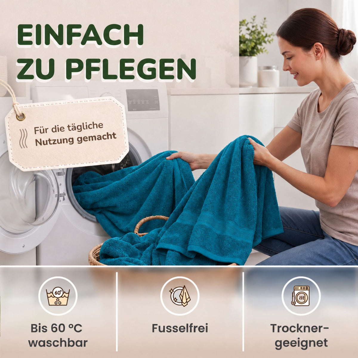 Duschtücher im 2er Set – 100% Baumwolle, 70 x 140 cm, weich und saugfähig