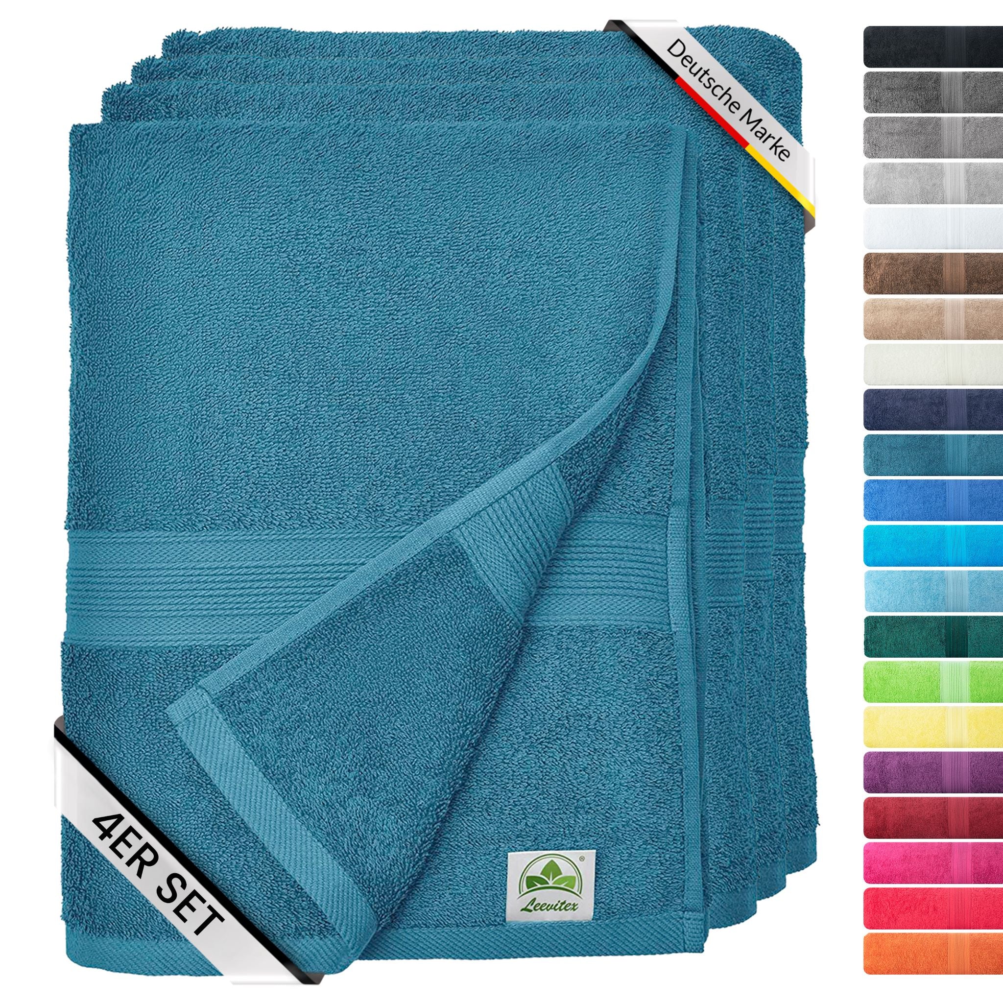 Handtücher von Leevitex – 4er Set, 100% Baumwolle, 50 x 100 cm, weich und saugfähig