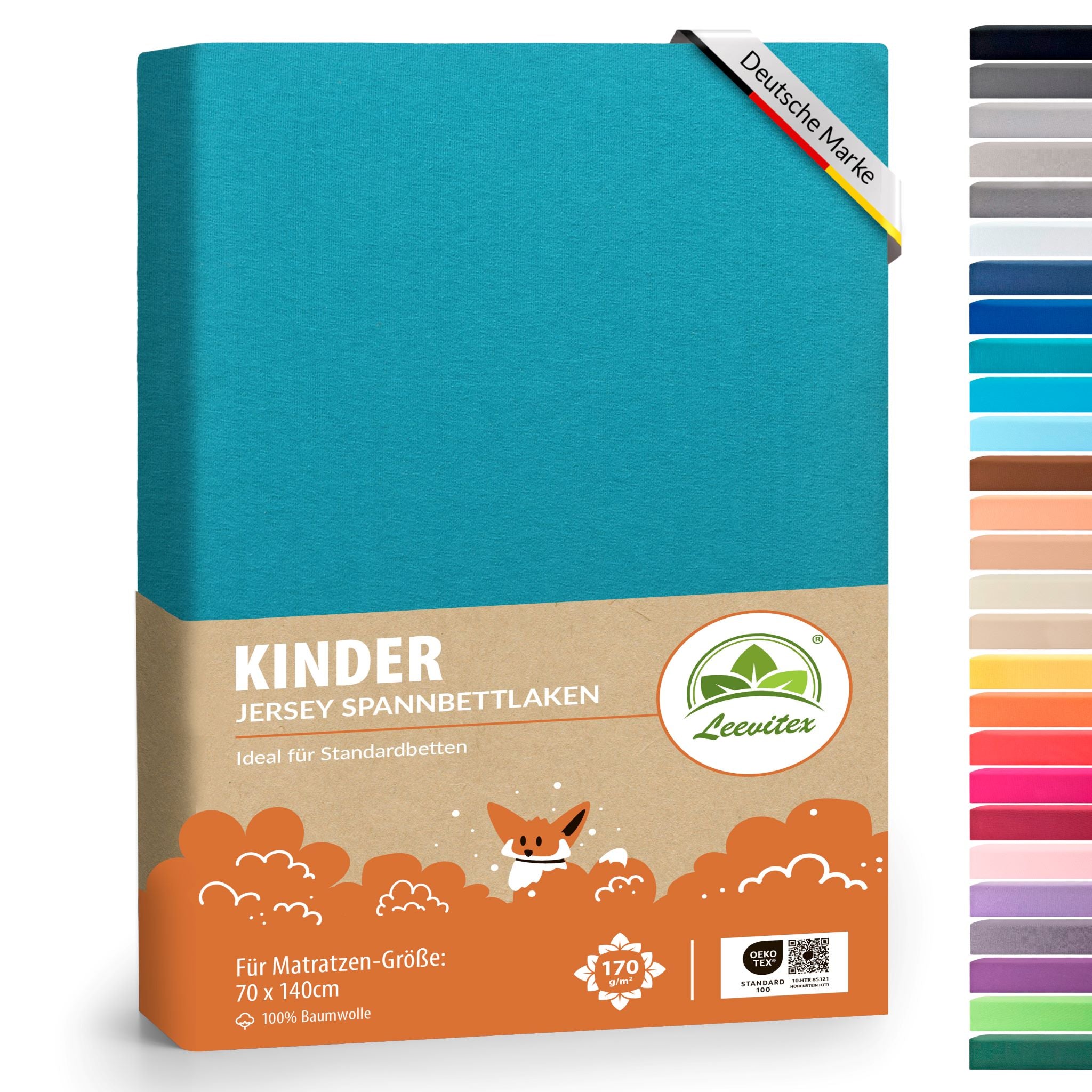 Kinderspannbettlaken im 1er Pack - 100% Jersey-Baumwolle - 70 x 140 cm