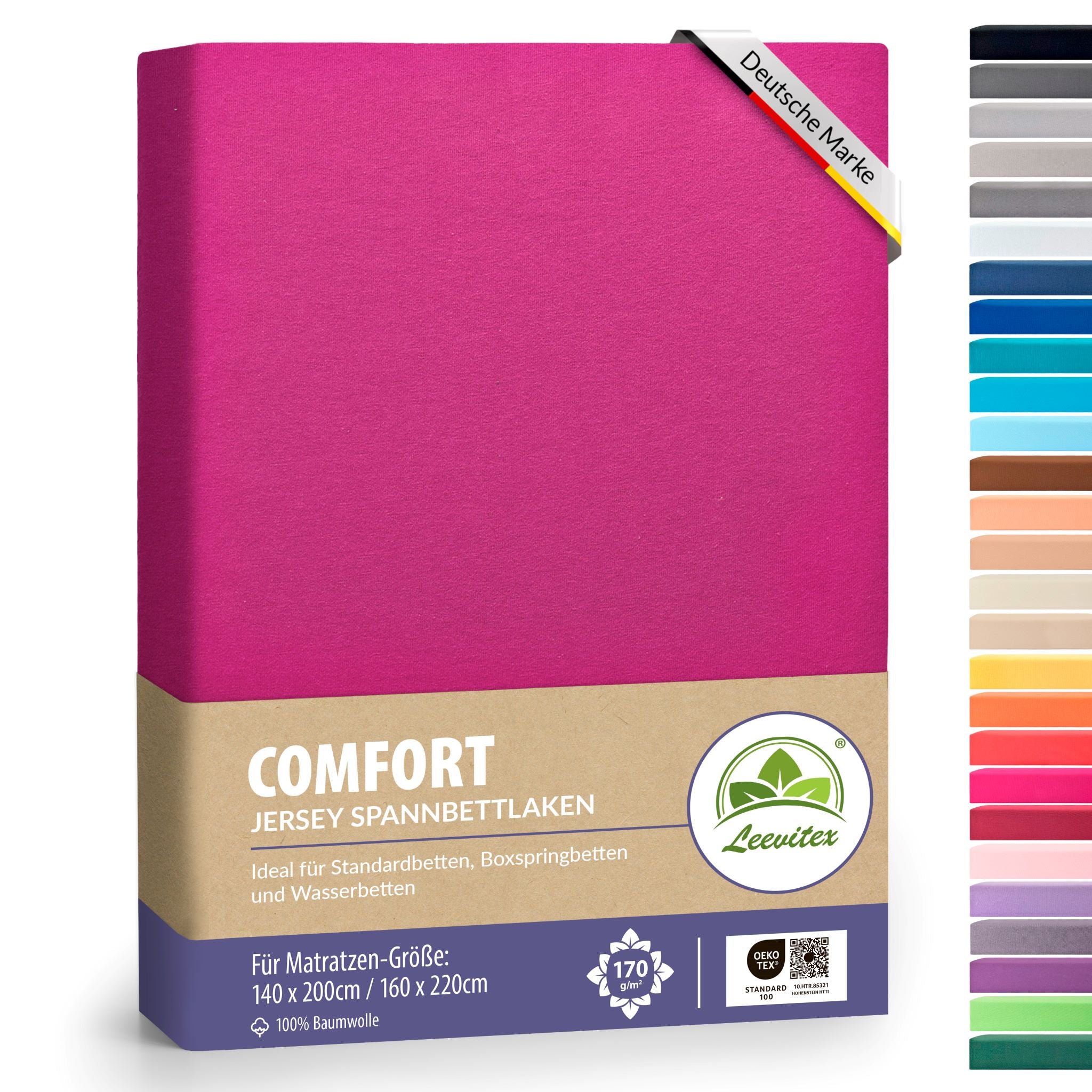 Spannbettlaken für Boxspringbetten 140x200 bis 160x220 cm | 40 cm Steg | verschiedene Materialstärken