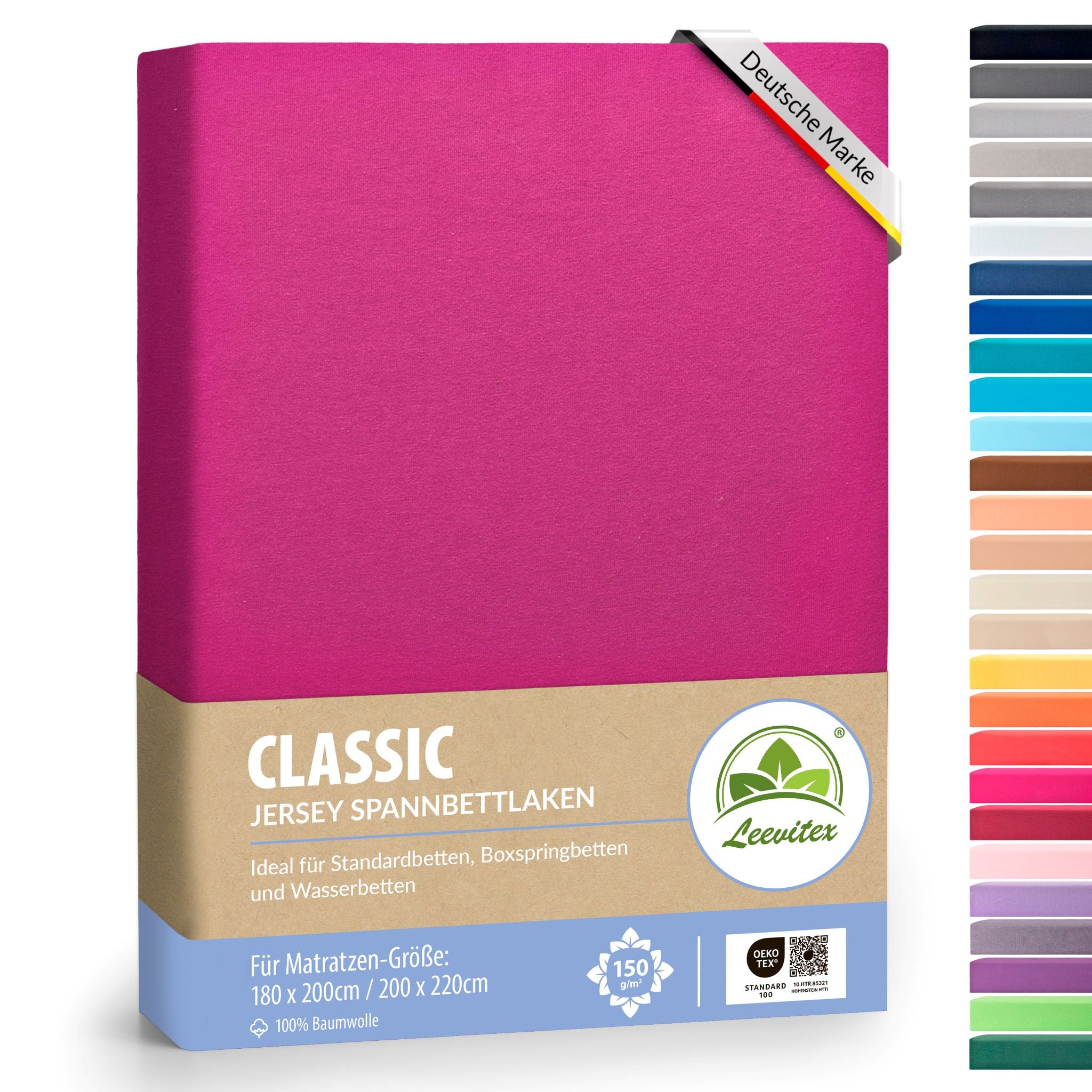 Spannbettlaken für Boxspringbetten 180x200 bis 200x220 cm | 40 cm Steg | verschiedene Materialstärken