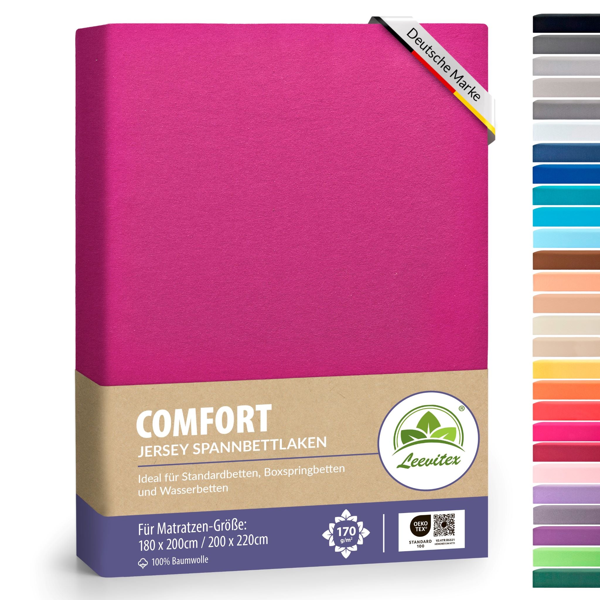 Spannbettlaken für Boxspringbetten 180x200 bis 200x220 cm | 40 cm Steg | verschiedene Materialstärken