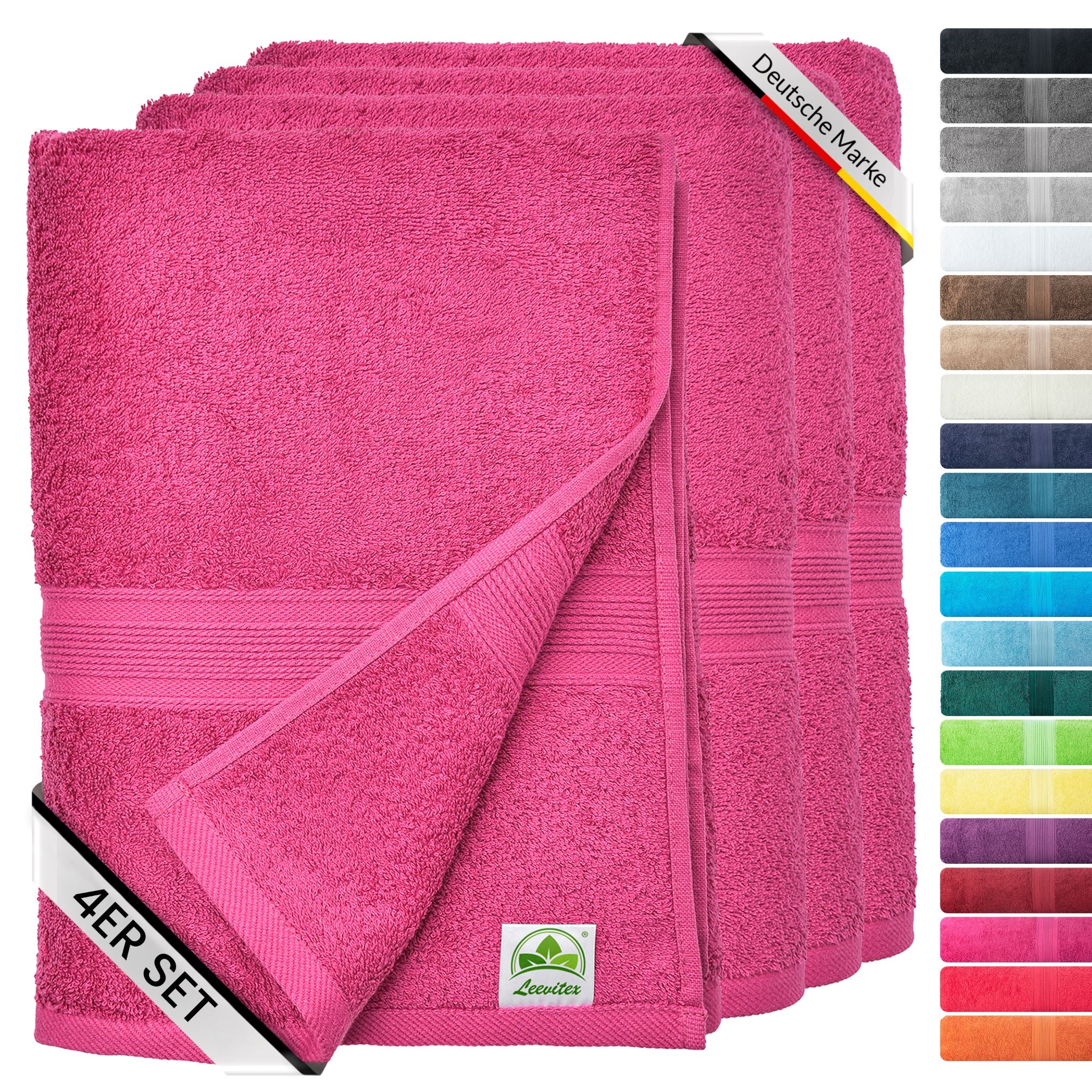 Handtücher von Leevitex – 4er Set, 100% Baumwolle, 50 x 100 cm, weich und saugfähig