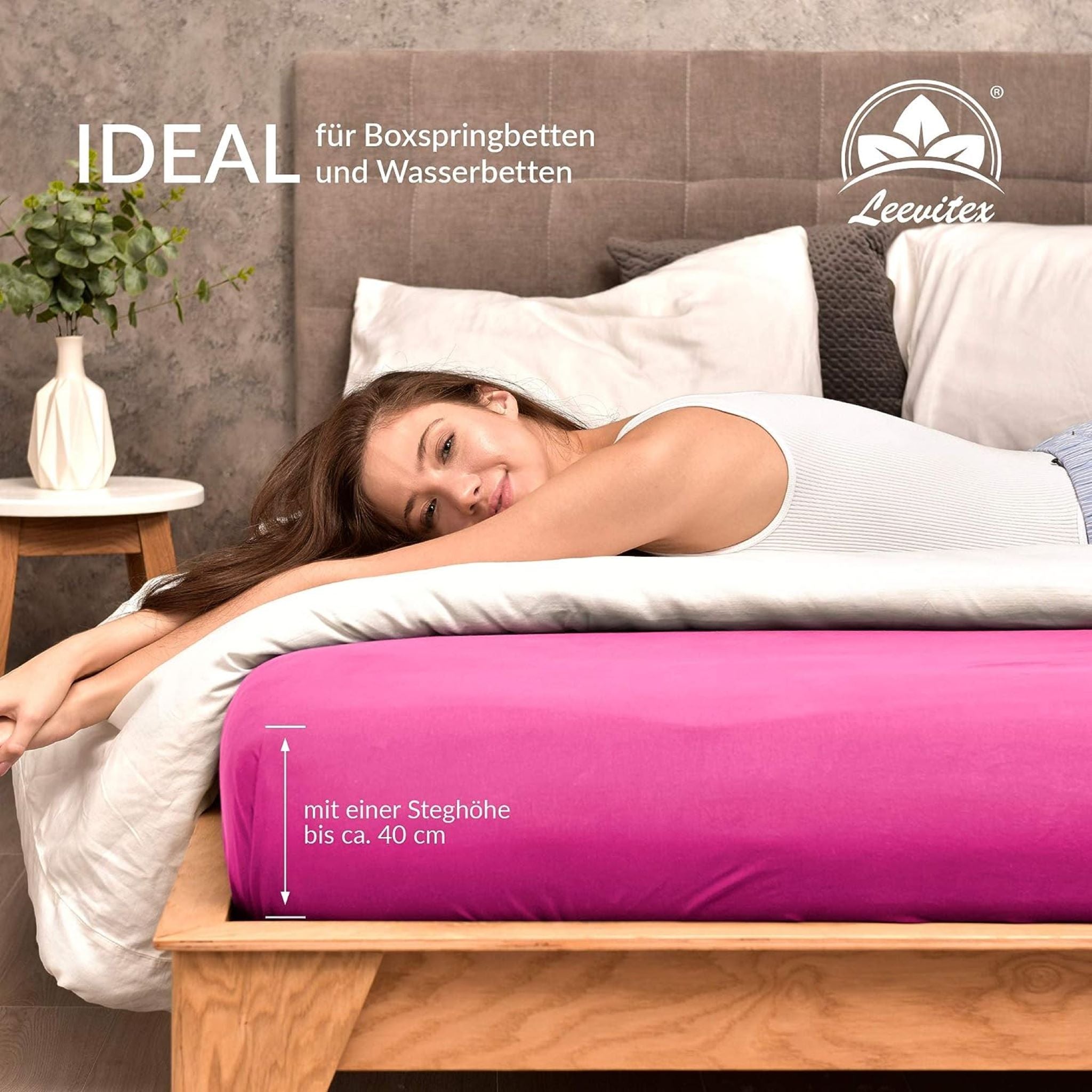 Spannbettlaken für Boxspringbetten 180x200 bis 200x220 cm | 40 cm Steg | verschiedene Materialstärken