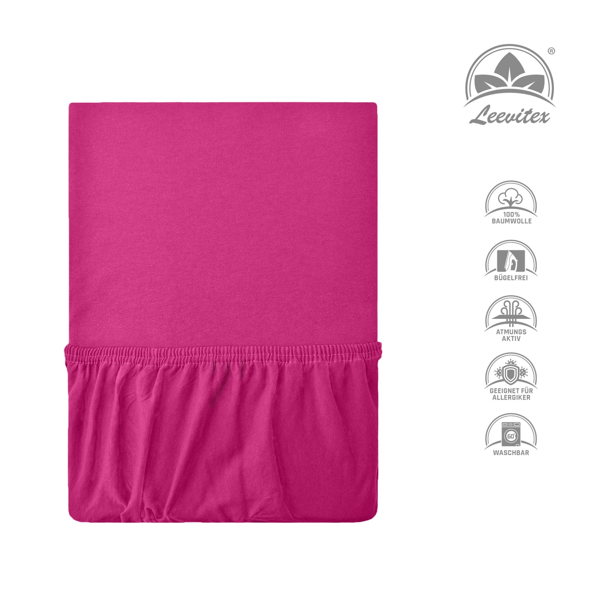 Basic Spannbettlaken 200x200 cm - 200x220 cm | 40 cm Steg | 100% Jersey-Baumwolle