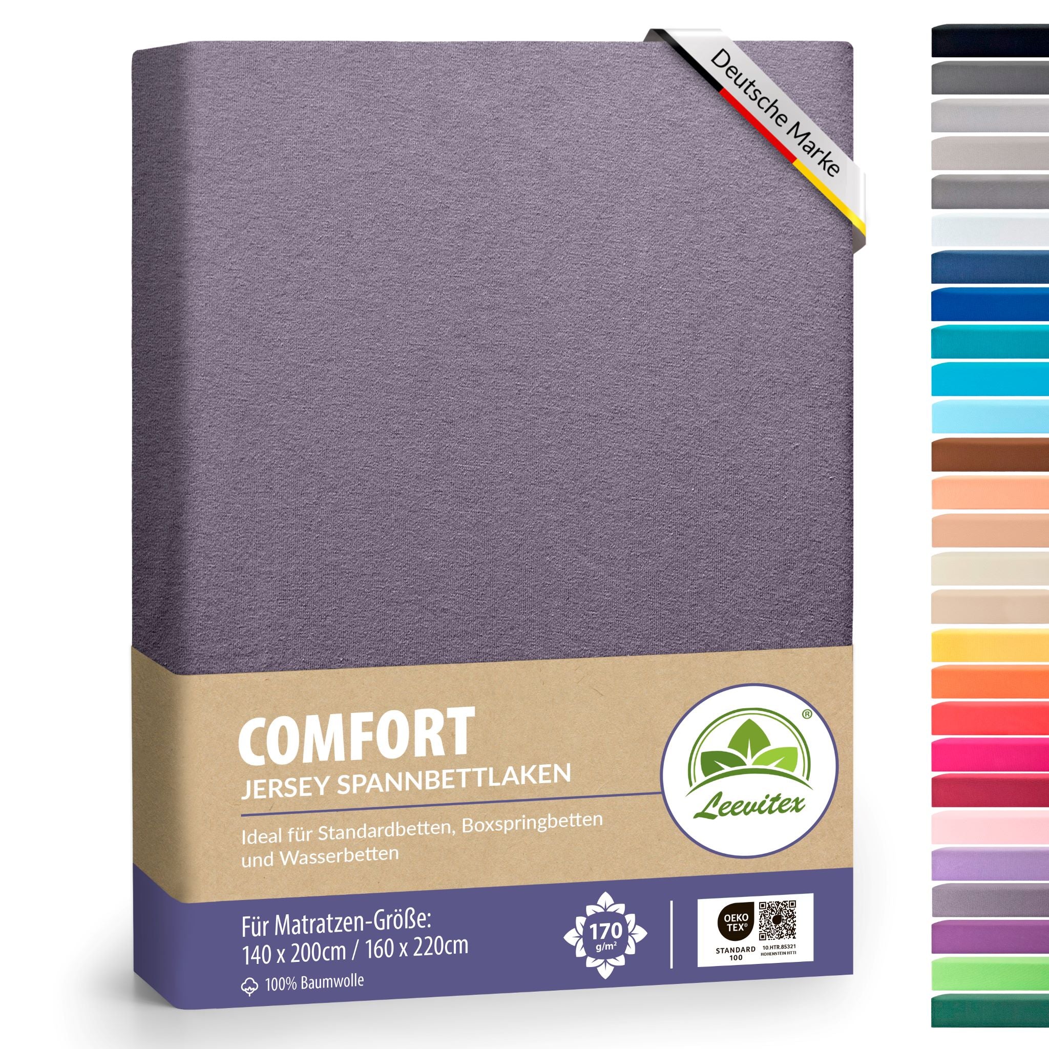 Spannbettlaken für Boxspringbetten 140x200 bis 160x220 cm | 40 cm Steg | verschiedene Materialstärken