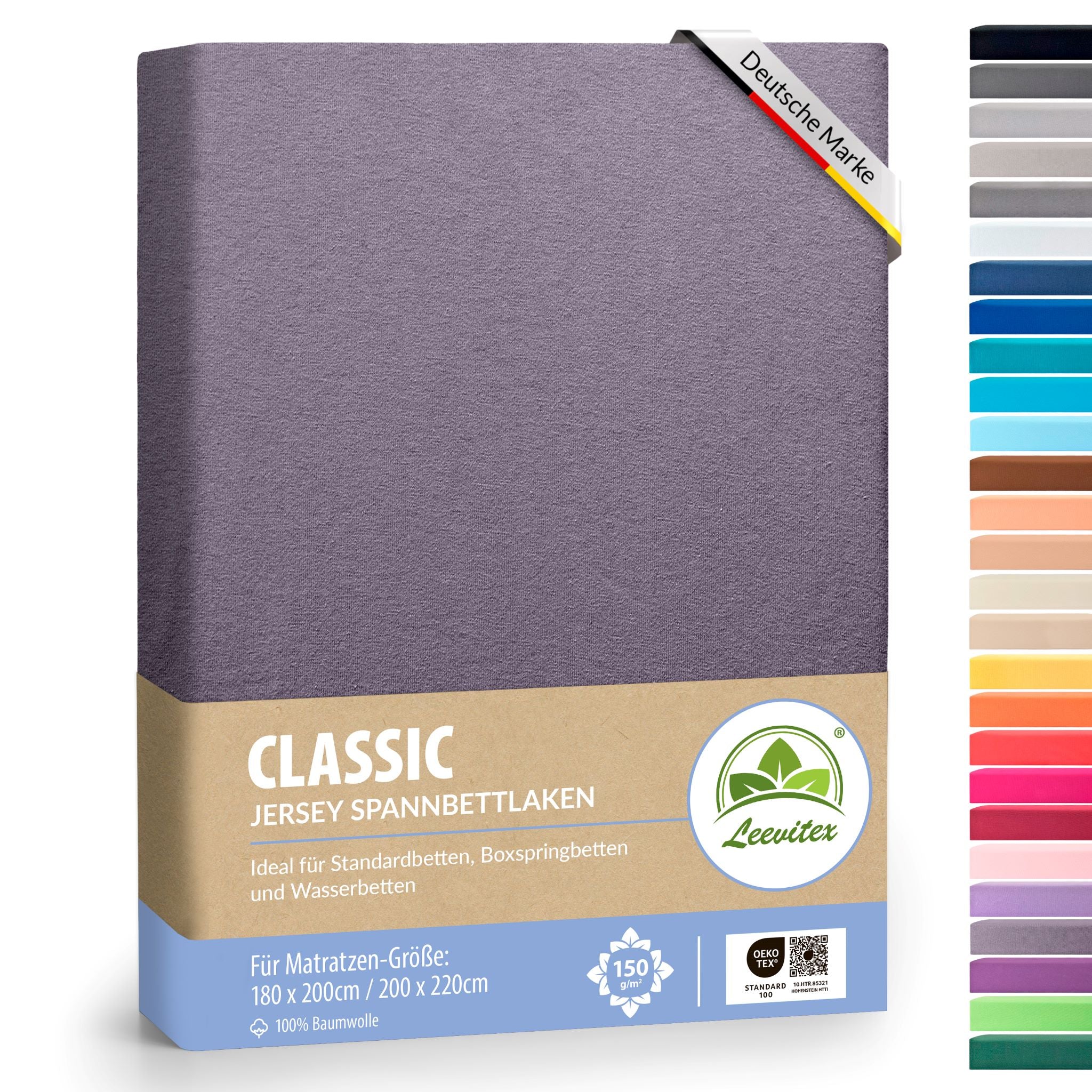Spannbettlaken für Boxspringbetten 180x200 bis 200x220 cm | 40 cm Steg | verschiedene Materialstärken