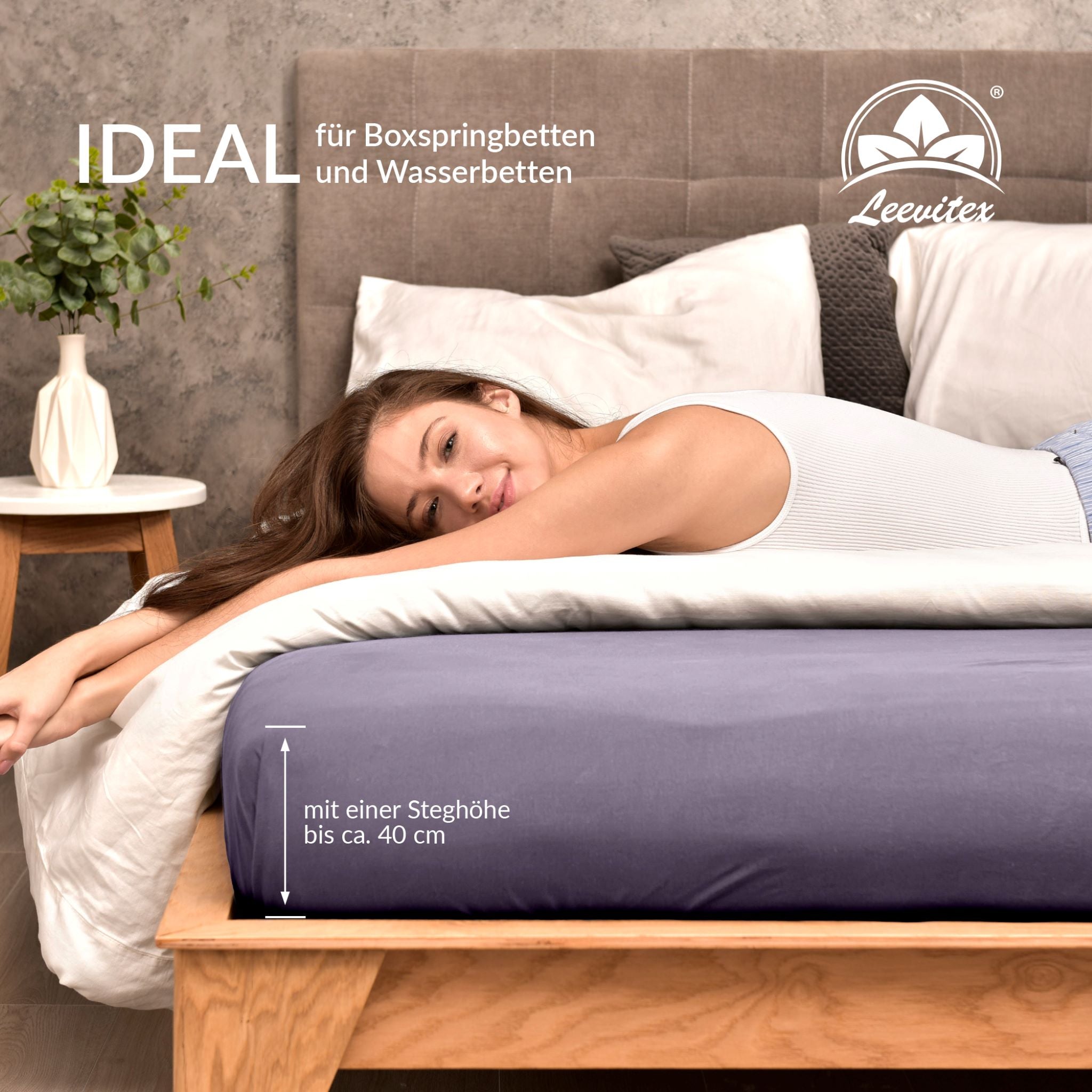 Spannbettlaken für Boxspringbetten 90x200 bis 100x220 cm | 40 cm Steg | verschiedene Materialstärken