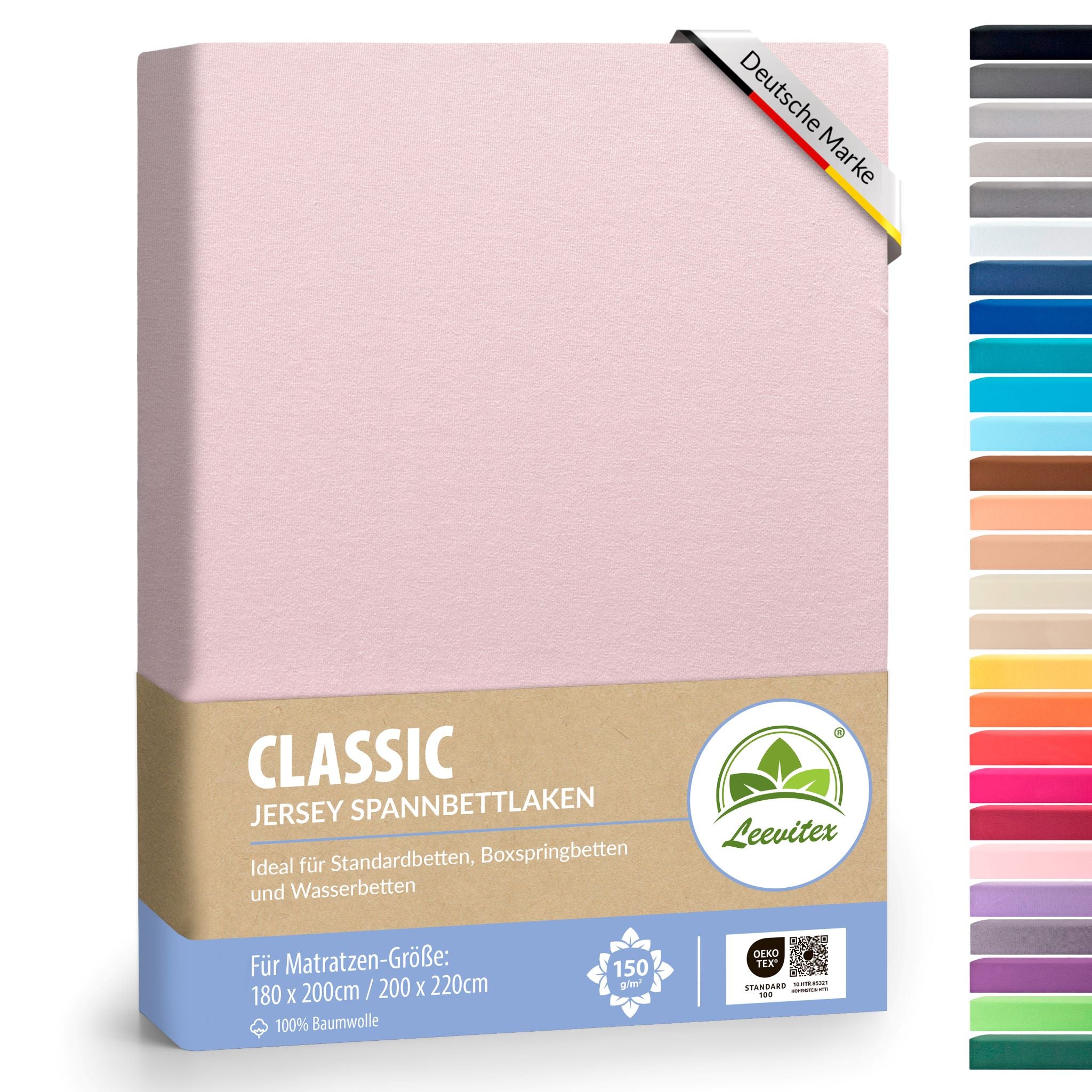 Spannbettlaken für Boxspringbetten 180x200 bis 200x220 cm | 40 cm Steg | verschiedene Materialstärken