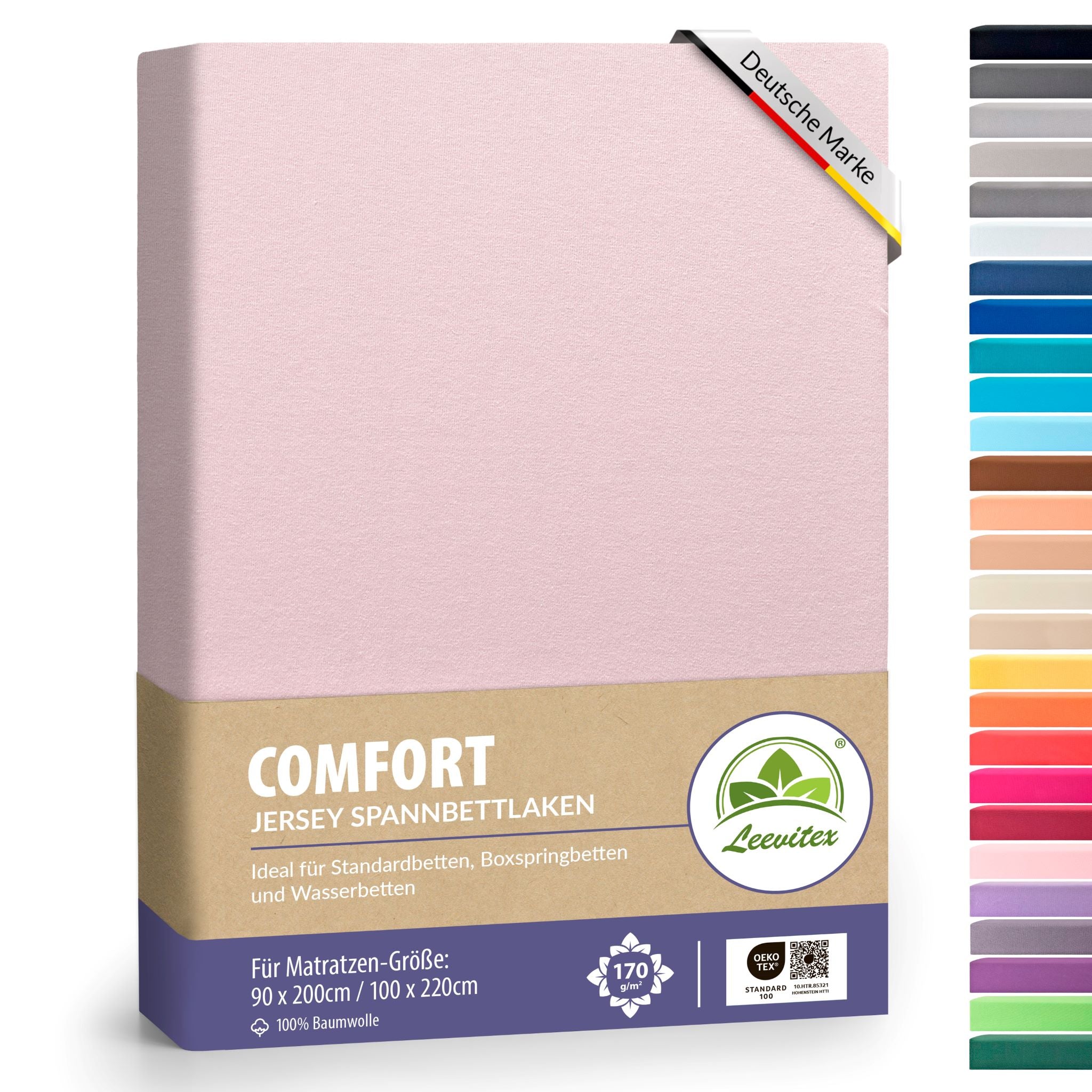 Spannbettlaken für Boxspringbetten 90x200 bis 100x220 cm | 40 cm Steg | verschiedene Materialstärken