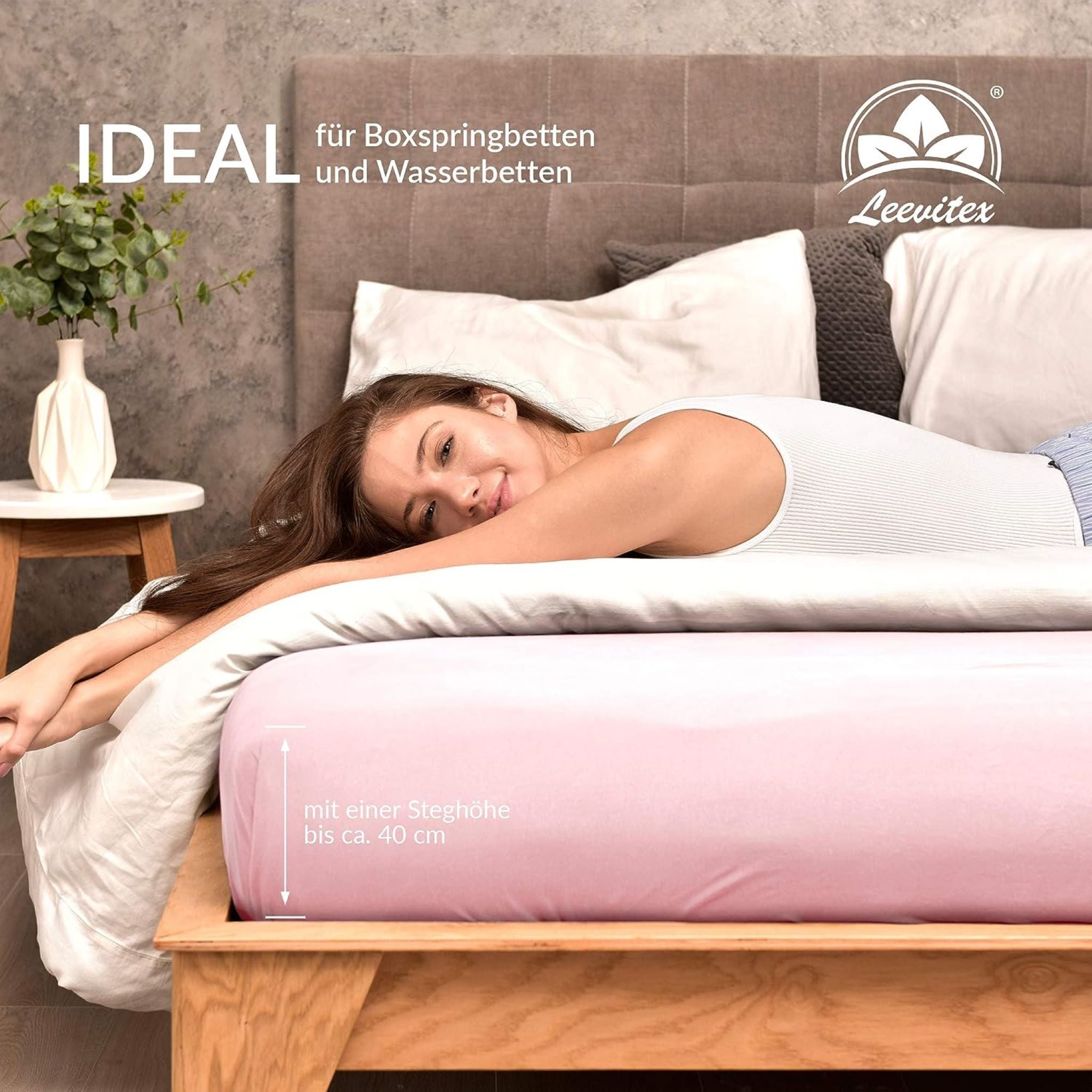 Spannbettlaken für Boxspringbetten 90x200 bis 100x220 cm | 40 cm Steg | verschiedene Materialstärken
