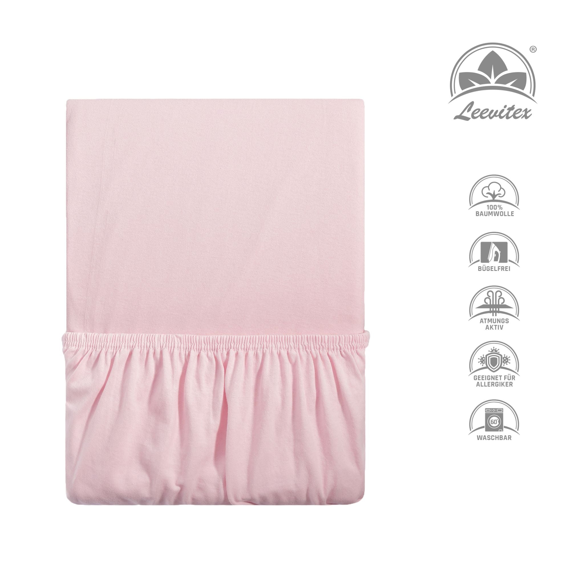 Basic Spannbettlaken 140x200 cm - 160x200 cm | 25 cm Steg | 100% Jersey-Baumwolle