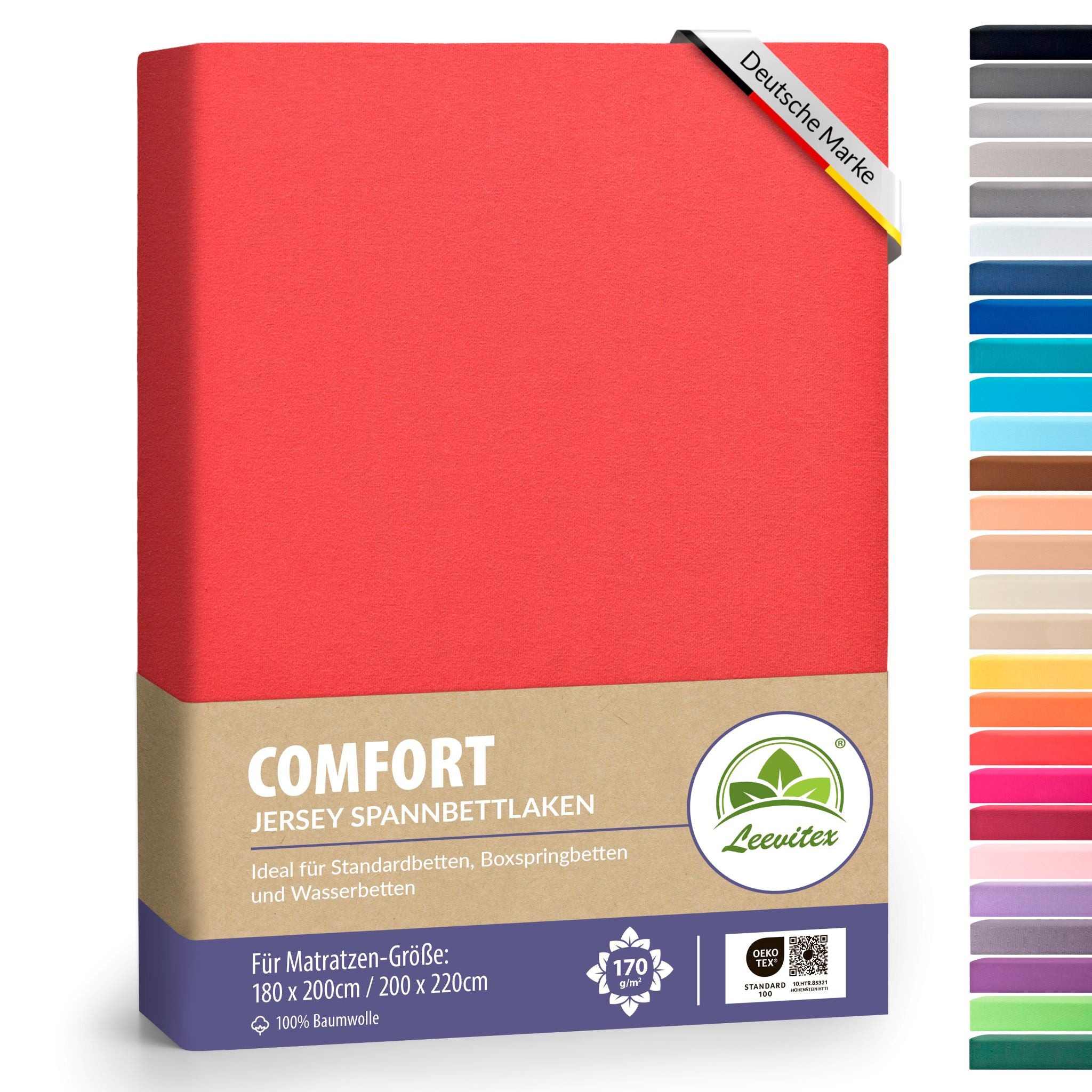 Spannbettlaken für Boxspringbetten 180x200 bis 200x220 cm | 40 cm Steg | verschiedene Materialstärken
