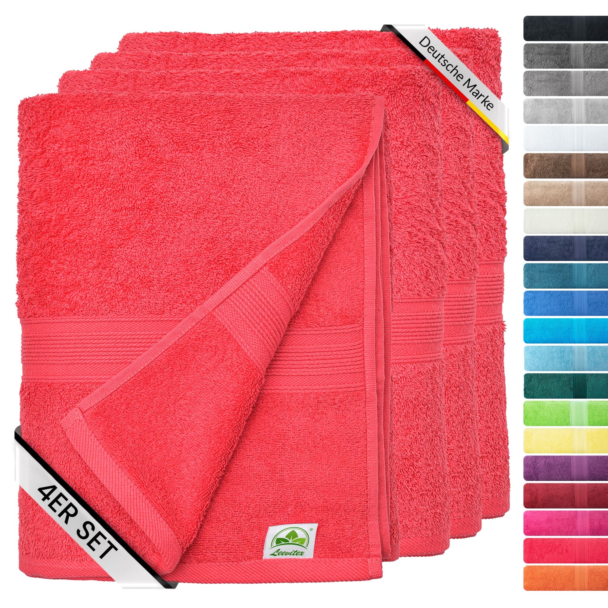 Handtücher von Leevitex – 4er Set, 100% Baumwolle, 50 x 100 cm, weich und saugfähig