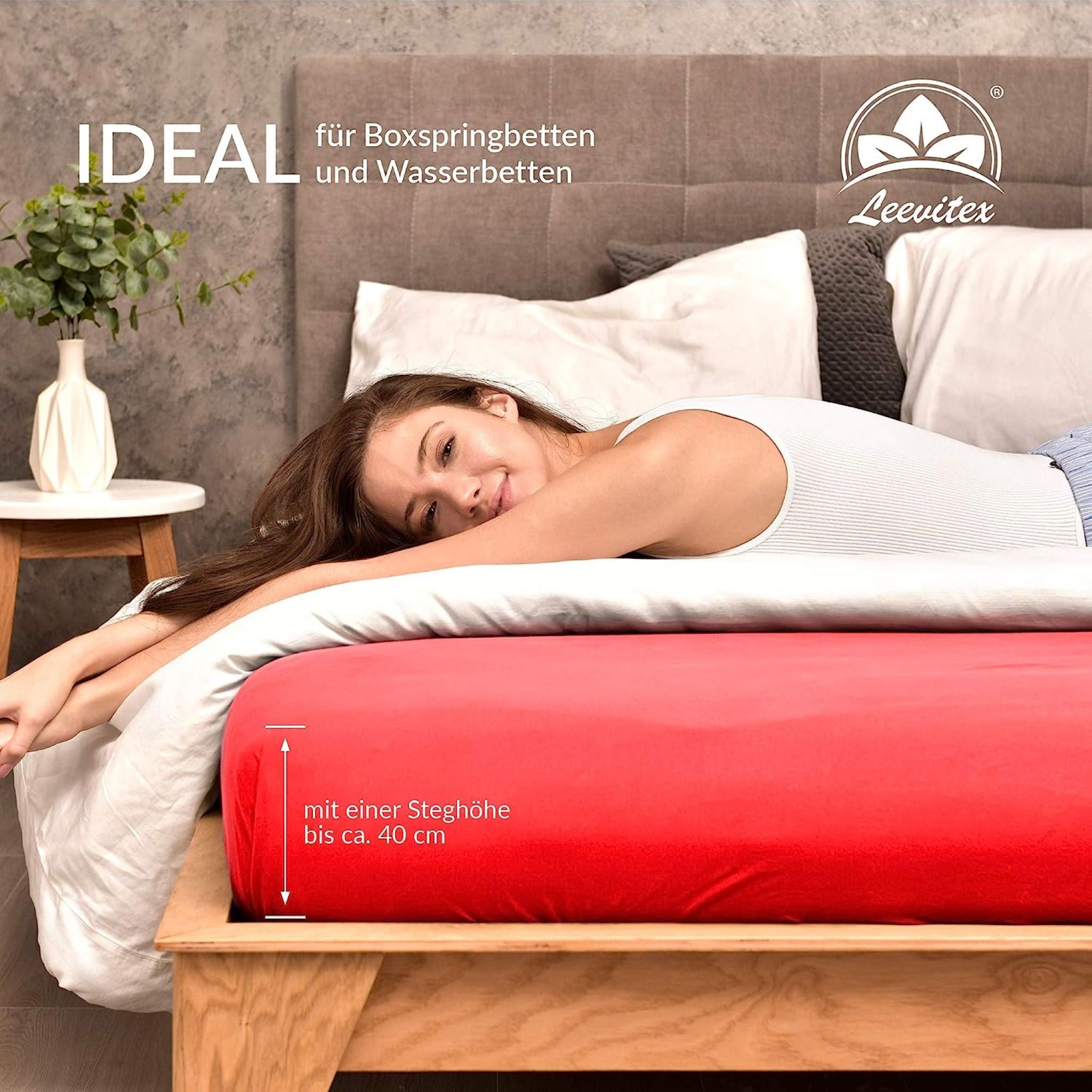 Spannbettlaken für Boxspringbetten 180x200 bis 200x220 cm | 40 cm Steg | verschiedene Materialstärken