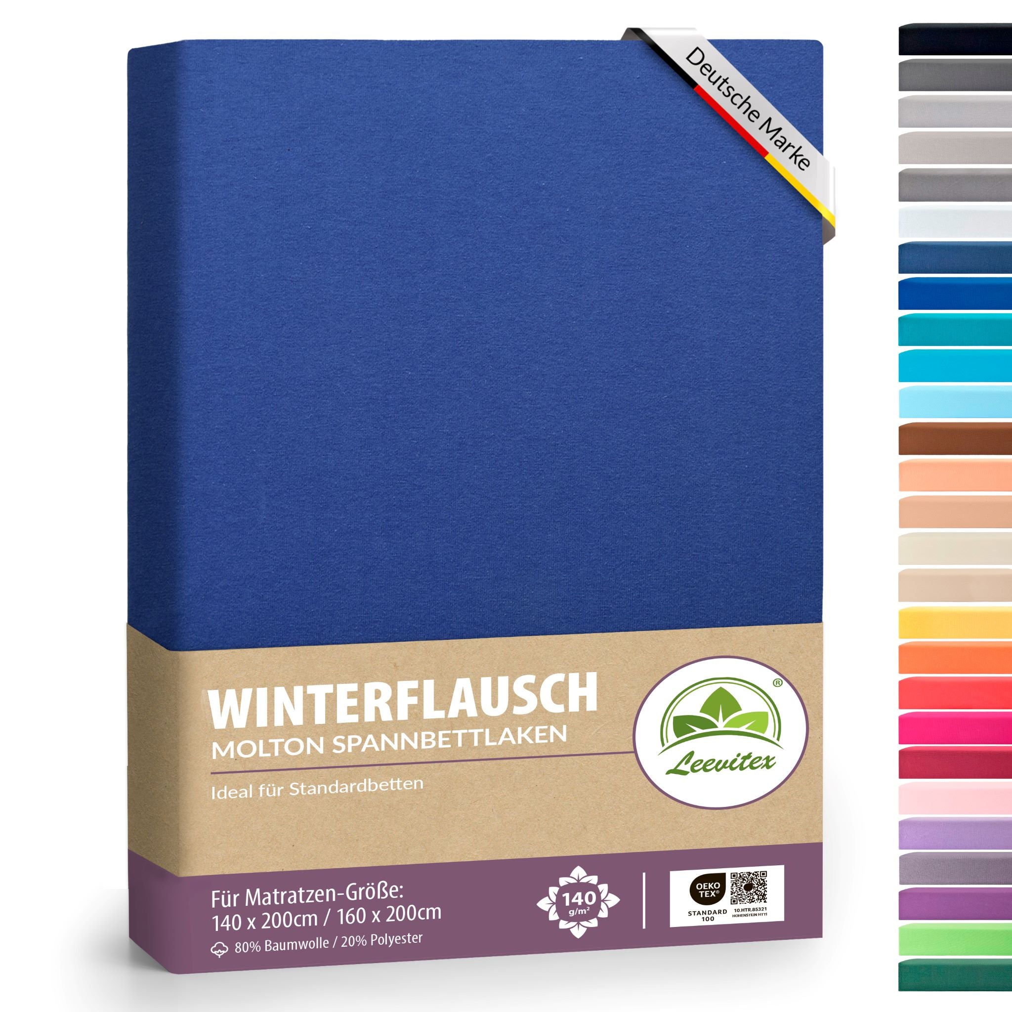 Winterspannbettlaken für 140x200 bis 160x200 cm | 40 cm Steg | 80% Baumwolle 20% Polyester